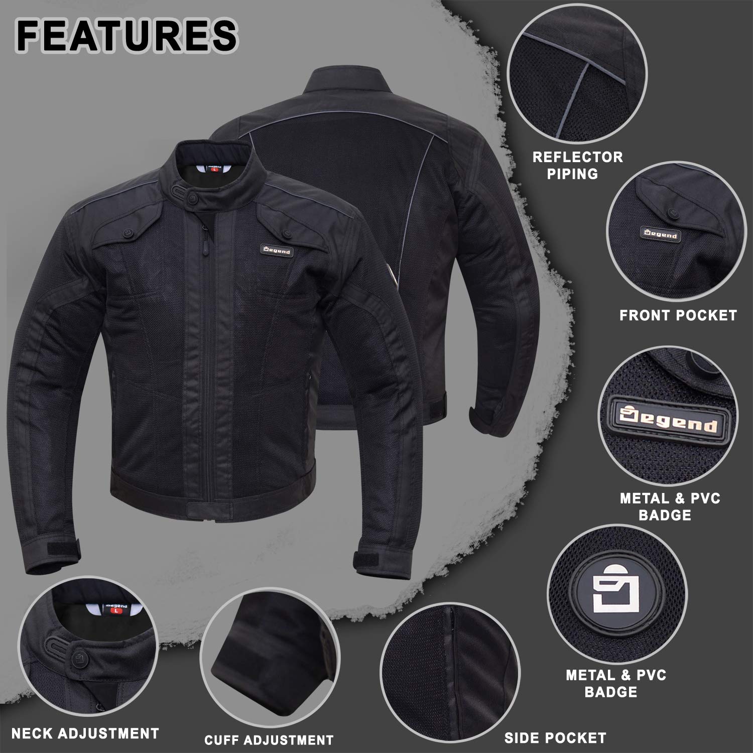 DEGEND 4 CITY Noir | Veste Moto Homme Avec Protections - Veste