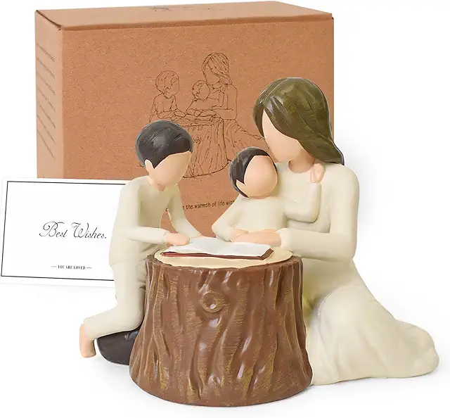 Mother and Son Figurine - Hand-Painted Motherhood Statue for Boy Mom Gifts