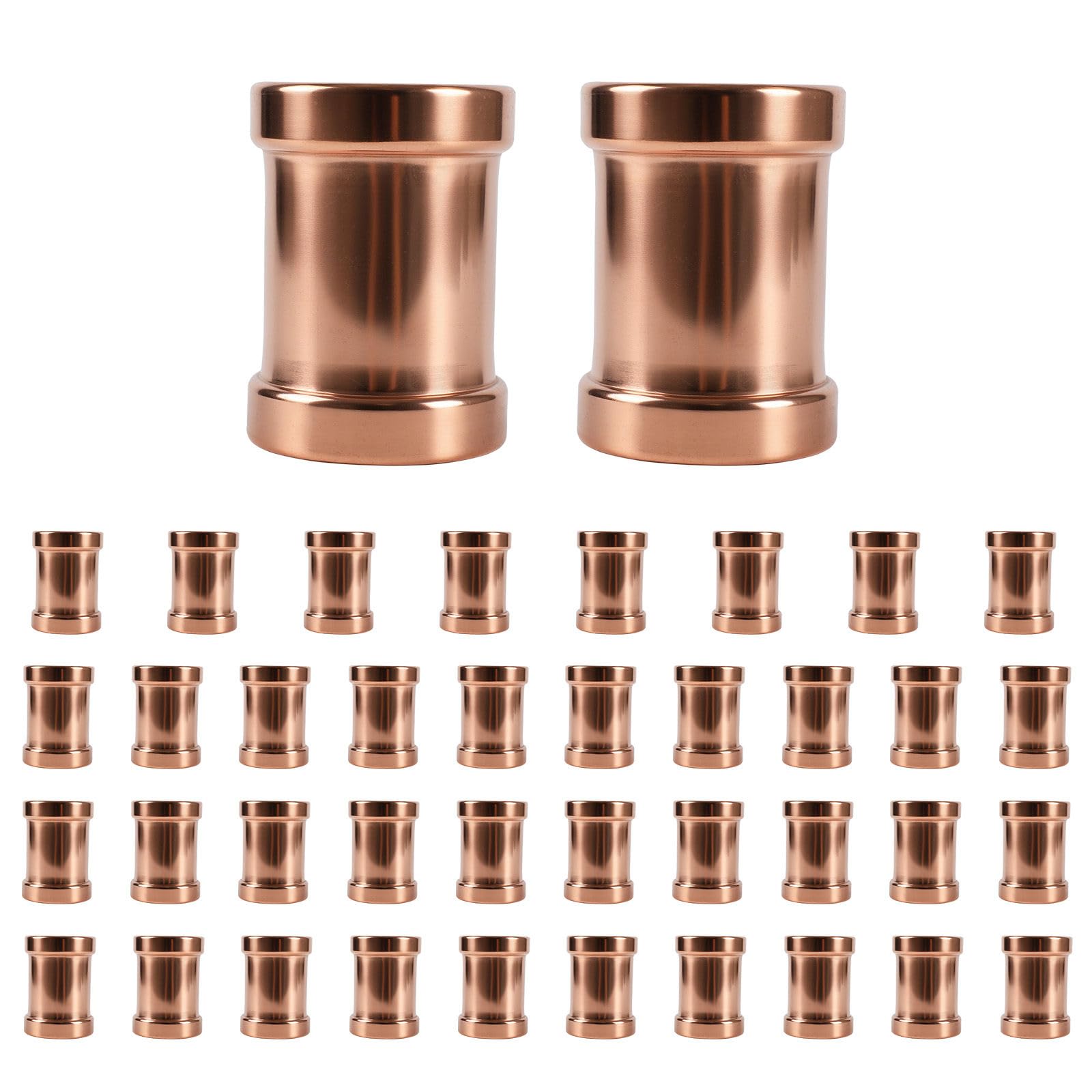 Paquete de 40 acoplamientos de presión de cobre GUOFIS sin tope, acoplamiento de cobre de 2-1/2" para conexiones de tuberías de reparación y remodelación de plomería, diseño de flujo continuo.