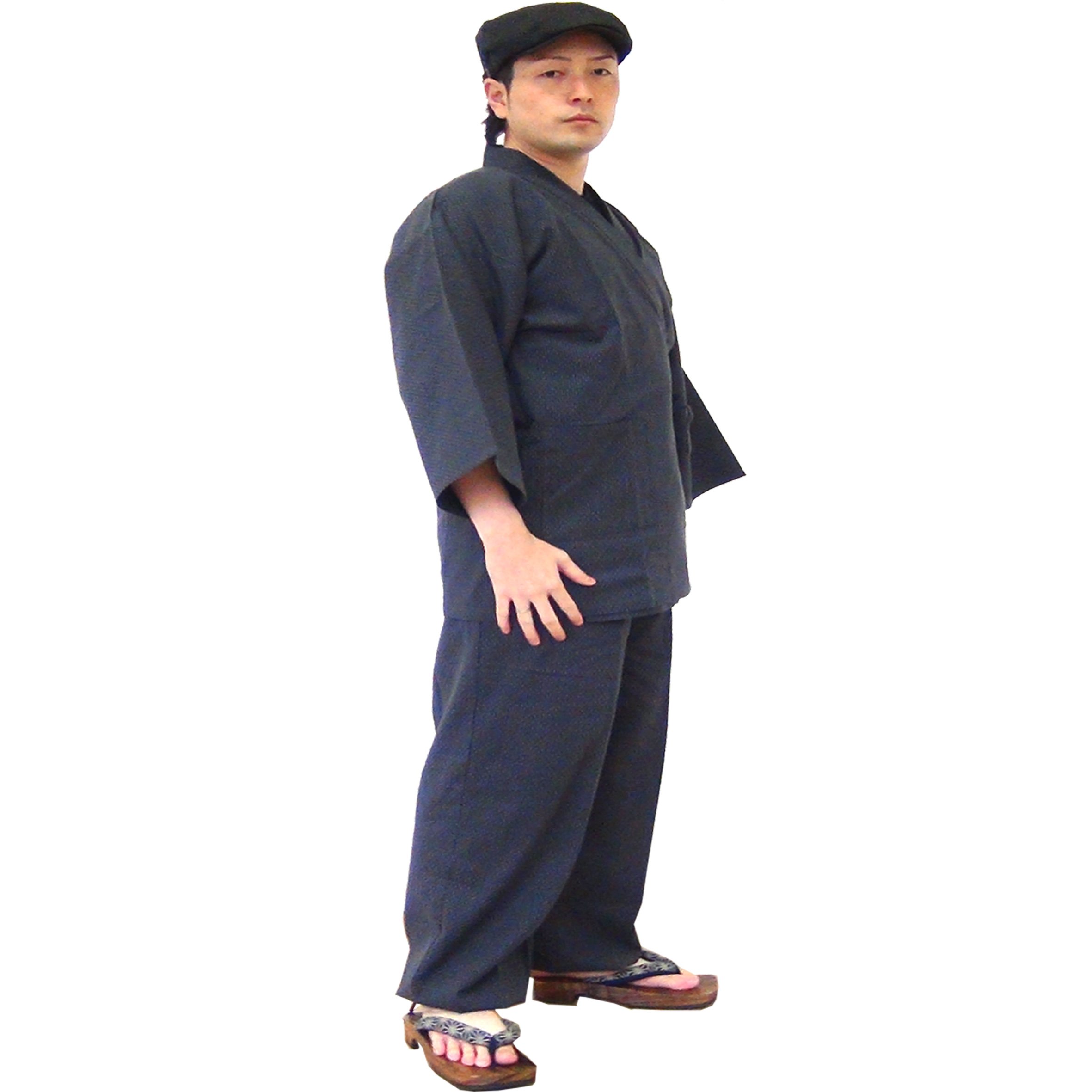 Amazon | [SURUGAJINOSAMUEYA] 本刺し子 刺し子織り 作務衣 上下セット