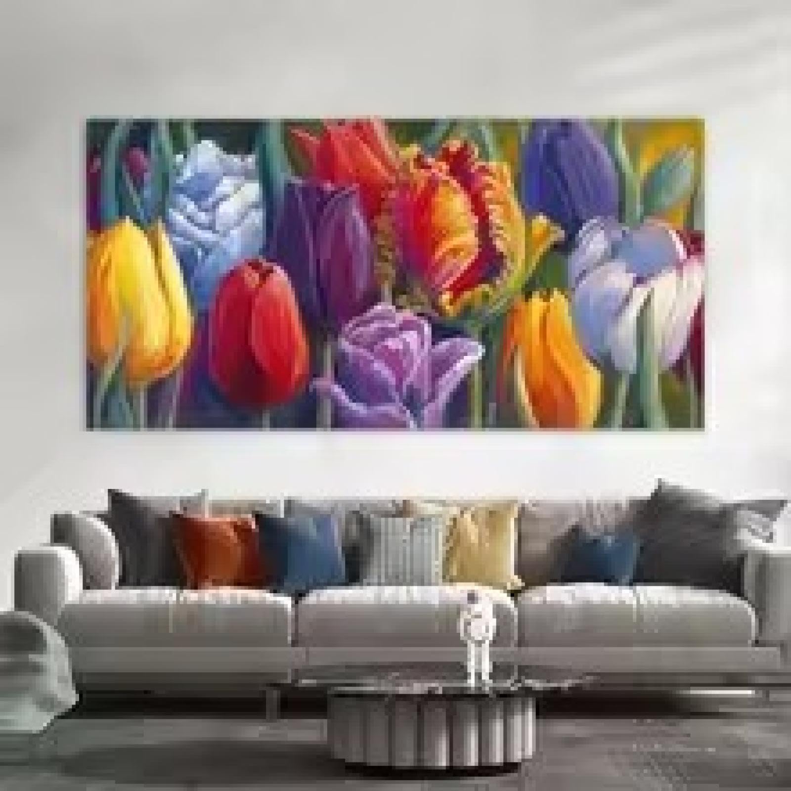 Art mural fleurs colorées impressions sur toile salon design chic - 7