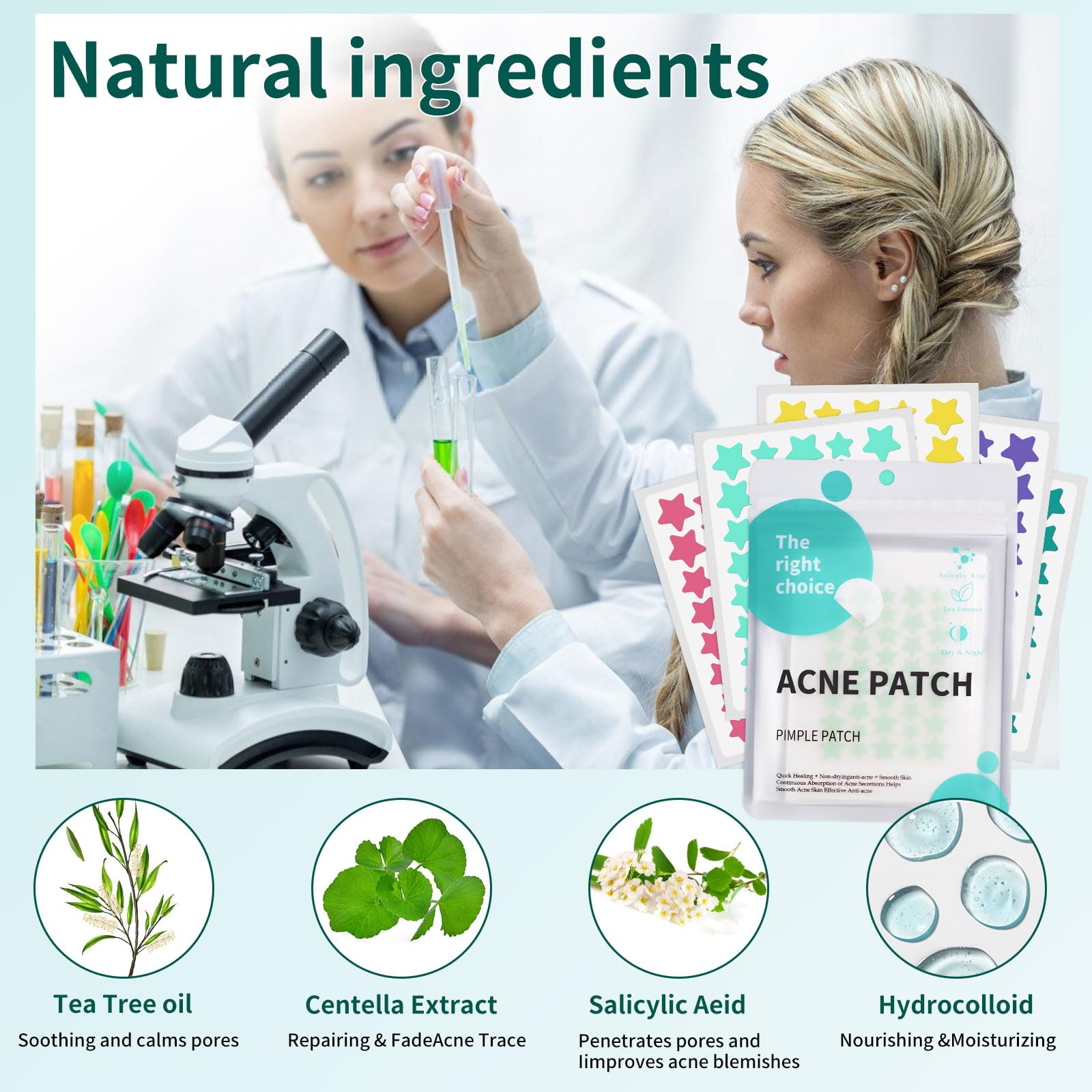 360 Pièces Patch Boutons Acne, 3 Tailles Pimple Patch Star Avec L'huile Tea Tree L'acide Salicylique, Invisibles et Hydrocolloïdes, Imperméables et Respirants, Patchs Étoile pour Jour et Nuit