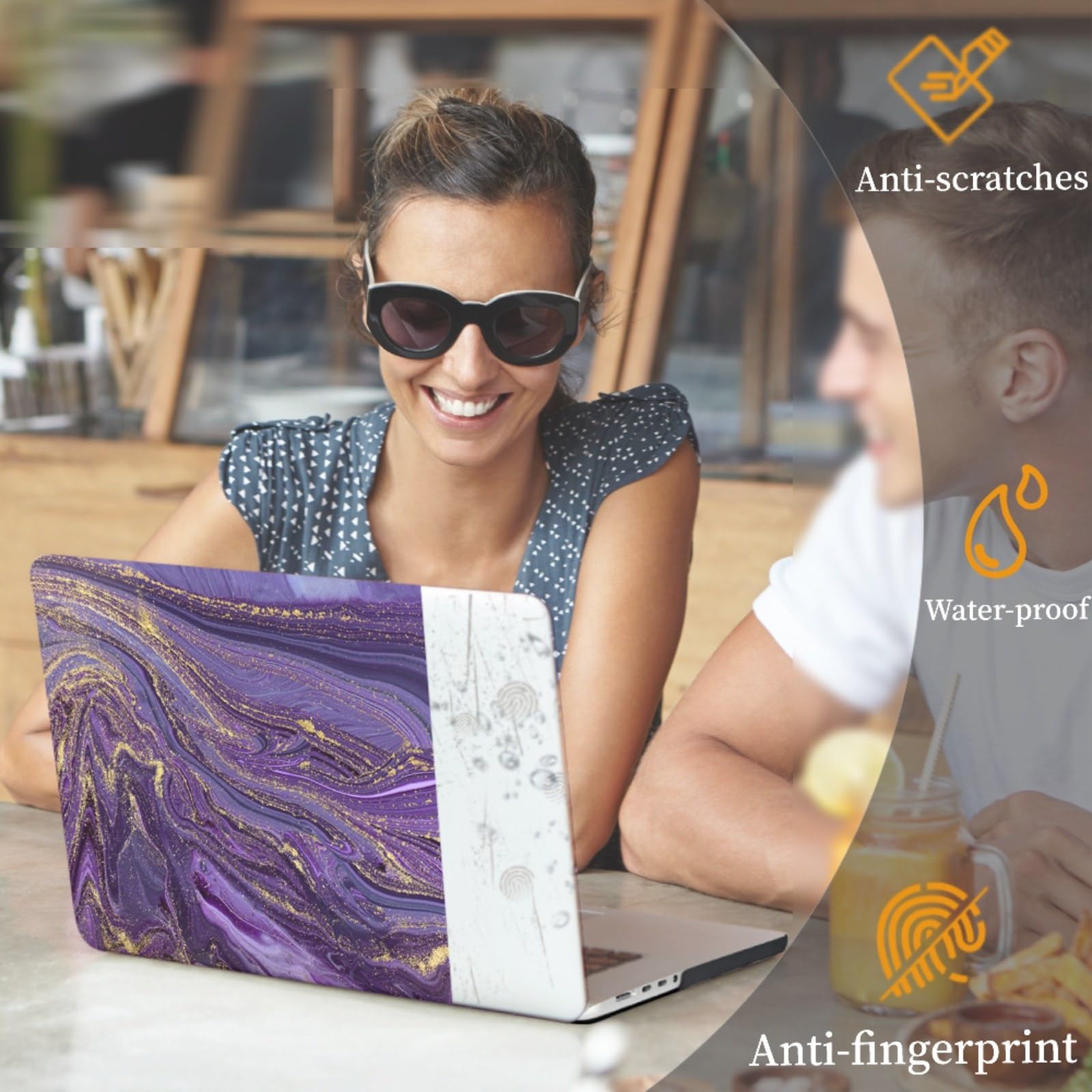 Custodia per MacBook Air 13,6 Pollici 2025 2024 2023 2022 Modello A2681 A3113 A3240 M4 M3 M2 Liquid Retina Display, Plastica Case Rigida Protettiva & Copritastiera & Borsa, Fluido viola