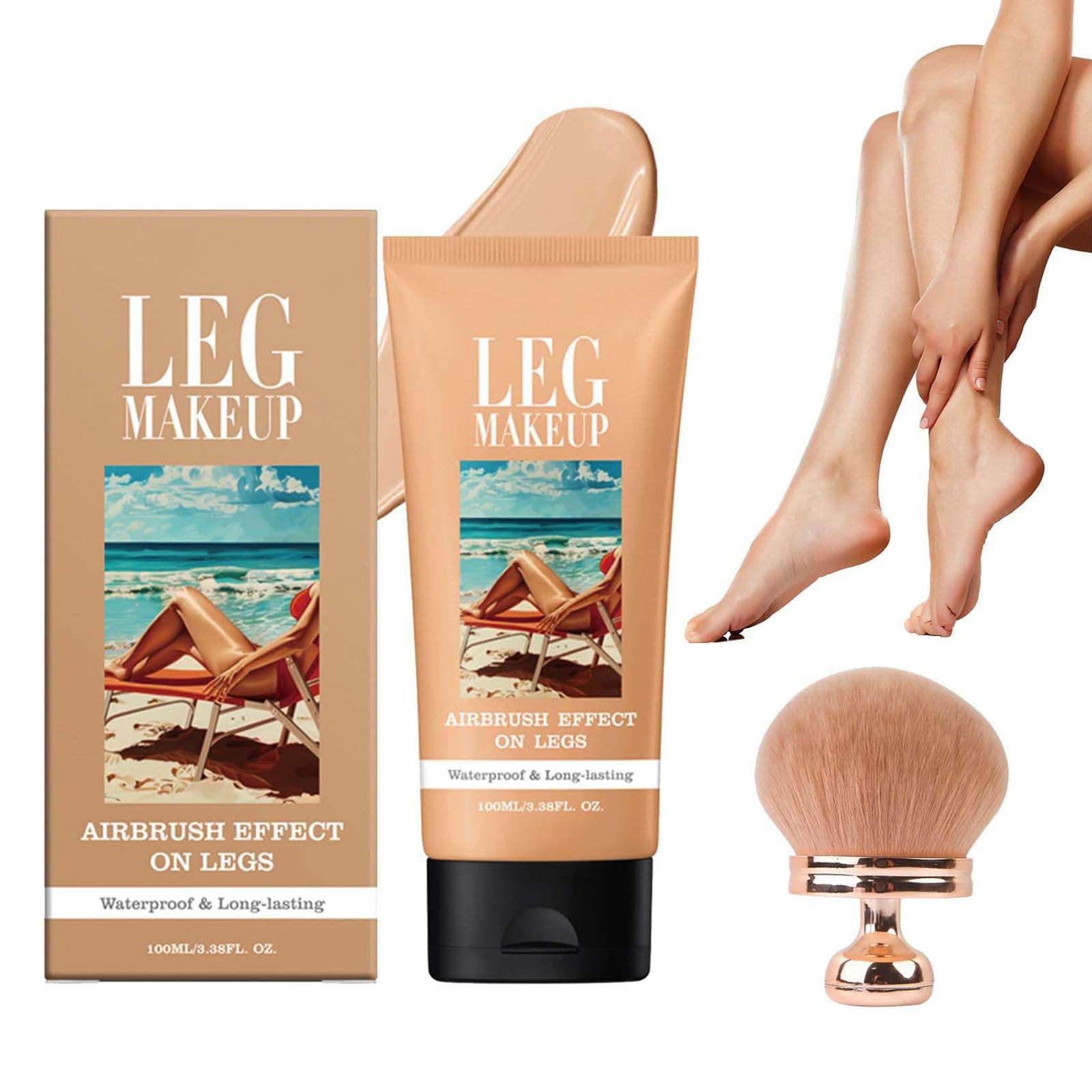 Miracle De Paris Leg Makeup, Miracle De Paris Body Coverage Perfector, All Over Complexion Perfector With Brush For Legs, Waterproof Long-Lasting Sweat-Proof Coverage Concealer (#2)