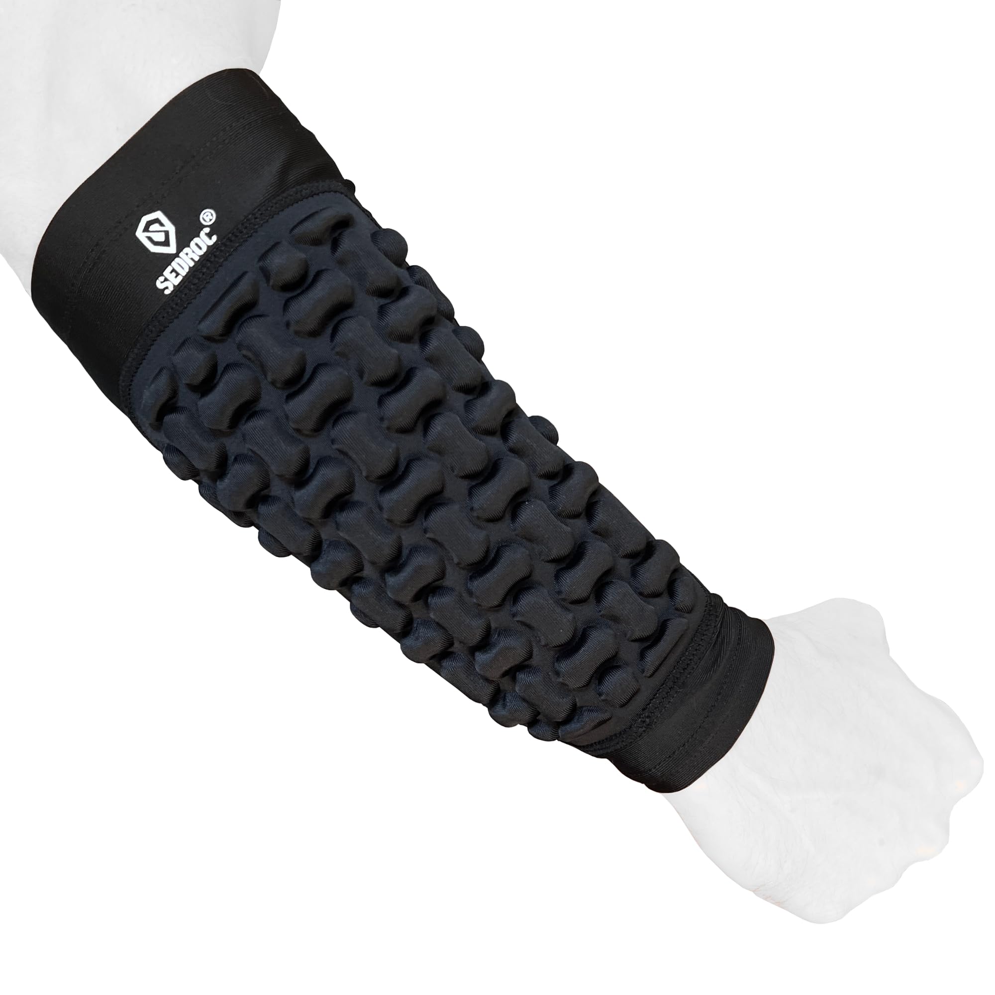 Sedroc Padded Arm Guards Forearm Protectors Ultra Thin Compression Sleeves with Pads (Black - Single, Large)