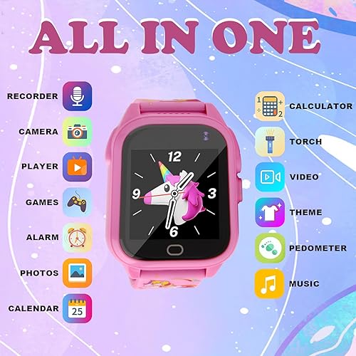 Miniatura 2 de Reloj inteligente para niños, con 26 juegos de rompecabezas, pantalla táctil, cámara, reproductor de música, podómetro, despertador, calculadora de