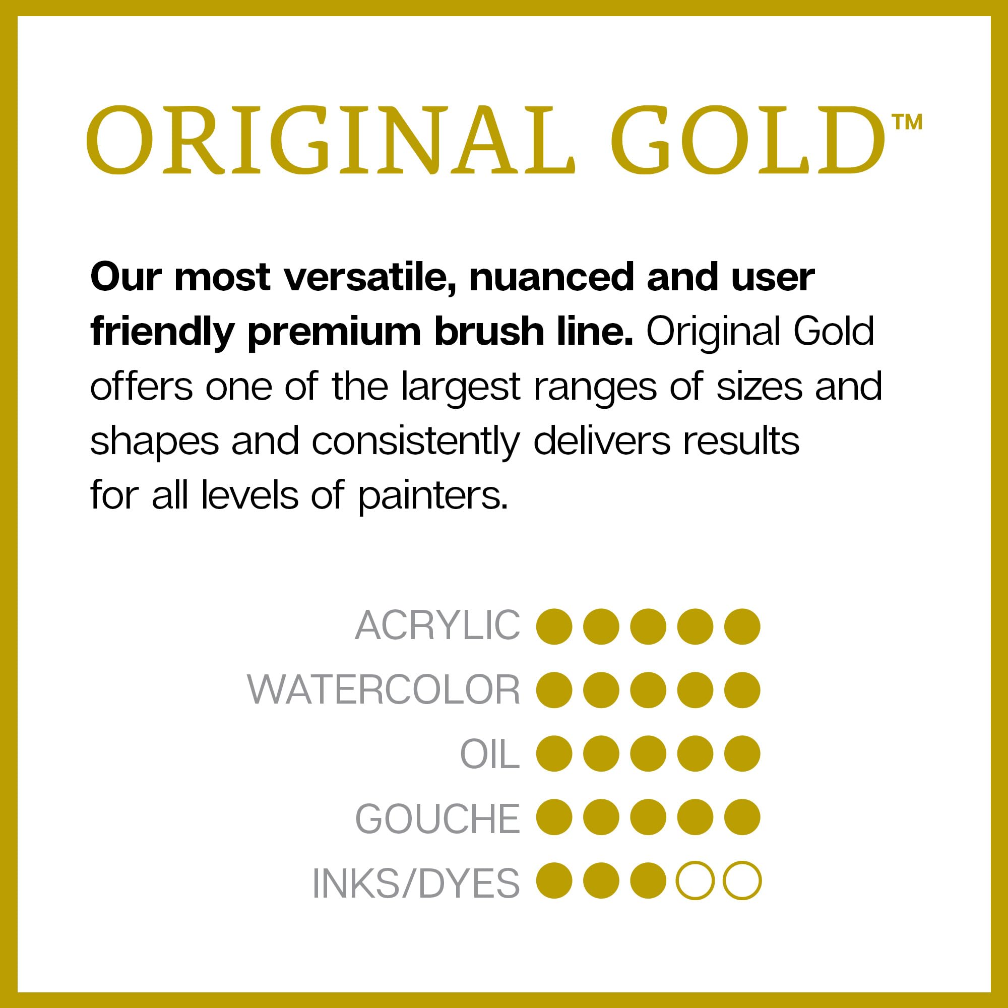 KINGART Original Gold Wood Handle Brush Set 12/Pkg-