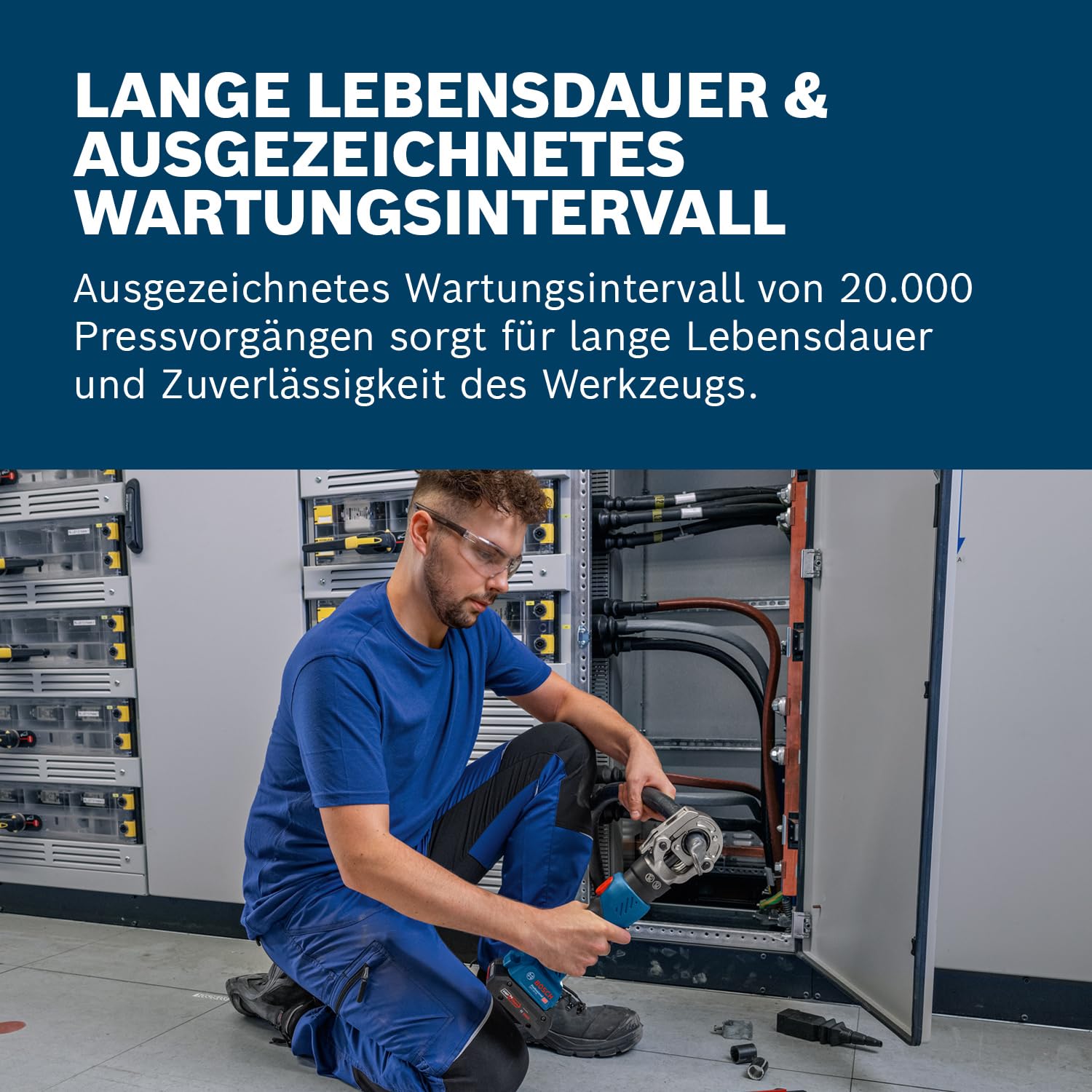 Bosch Professional 18V System Akku Hydraulisches Presswerkzeug GPH 18V-60 (60 kN Crimpkraft, um 340° drehbarer Kopf, inkl. XL-BOXX)