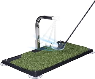 Amhuui Golf Swing Training Mat, Golf Hitting Aid Simulators With Suction Cups, Height Adjustable, Training Aid, Premium Turf Training Mat Indoor/Outdoor Swing Practice For Woods, Irons, Chipping