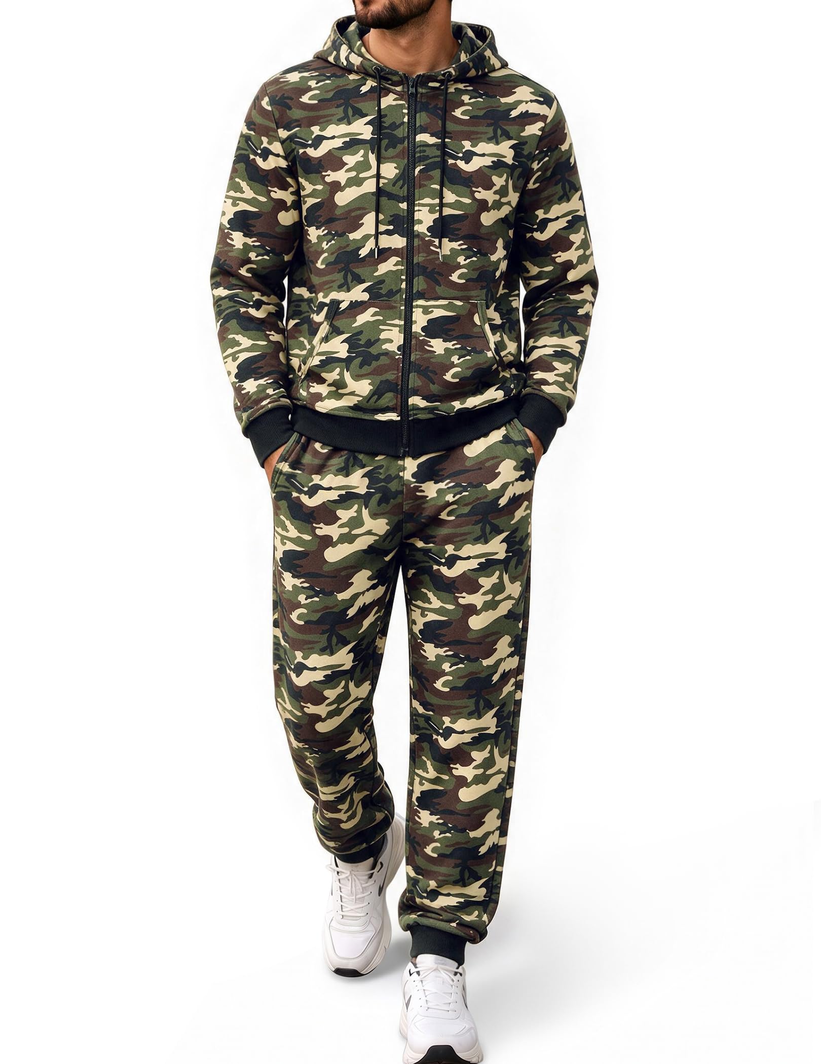 Mens Tracksuits 2 Piece Set Full Zip Hoodie Jogging Sweat Suits