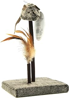 KOOBA Mouse Feather Interactive Motion Cat Toy, 3 in 1 Fun Swing Spring Teaser with Squeak Sound, Light Up Eyes, Soft Natural Feather for Exercise, Fur Mice Fun Pet Game for Cats and Kitten