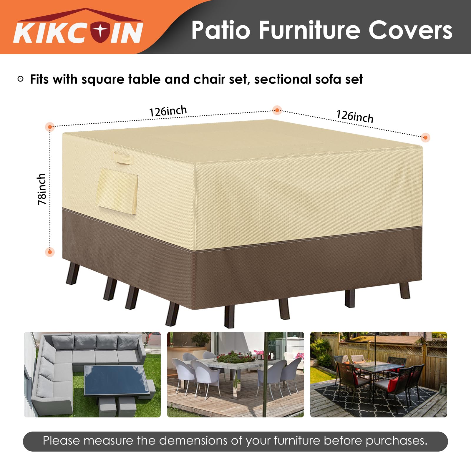 Heavy Duty Waterproof Patio Furniture Covers, Kikcoin Outdoor Furniture