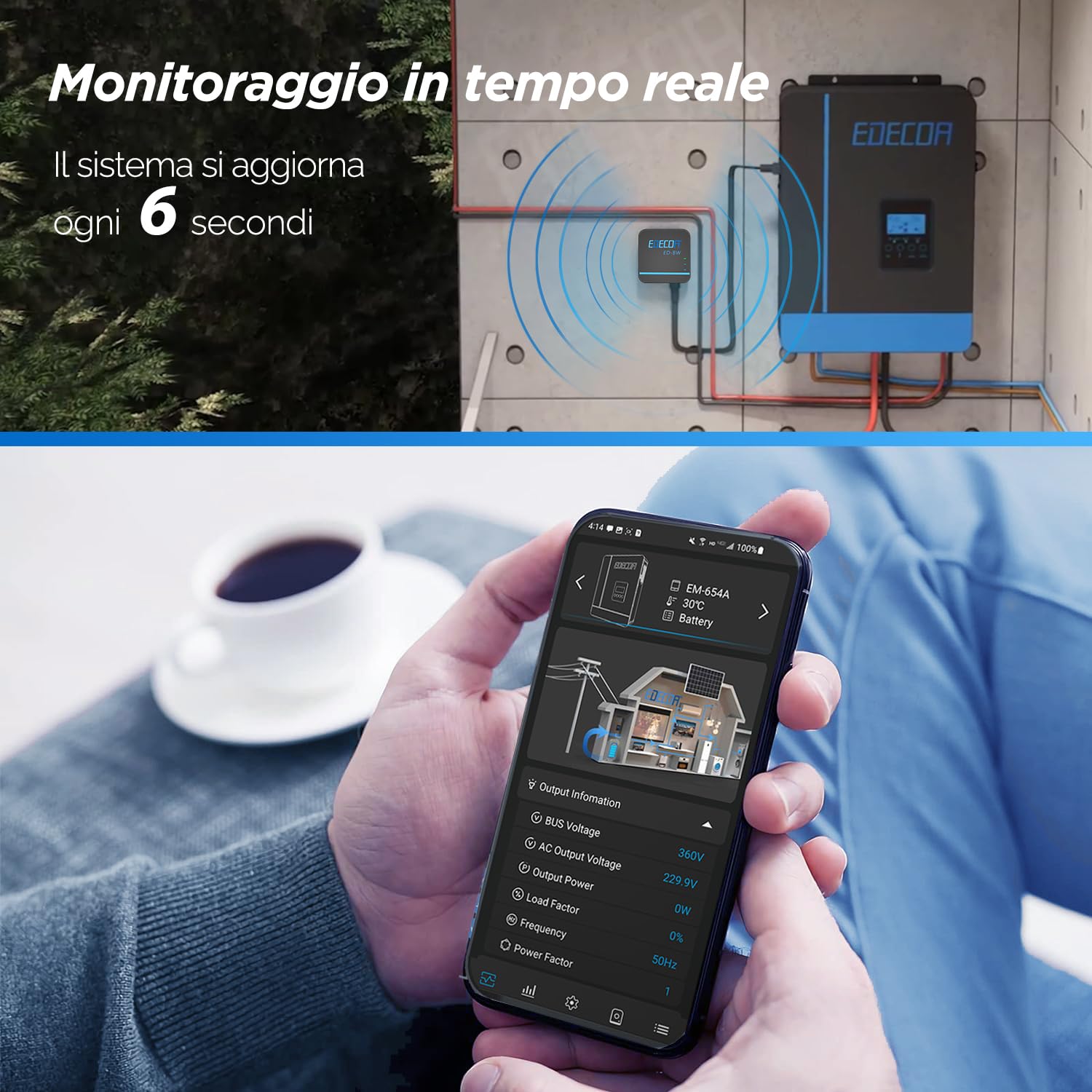 EDECOA Adattatore di sincronizzazione dati Modulo WiFi per il collegamento con inverter ibrido Facile controllo dei parametri e dello stato dell'inverter ibrido