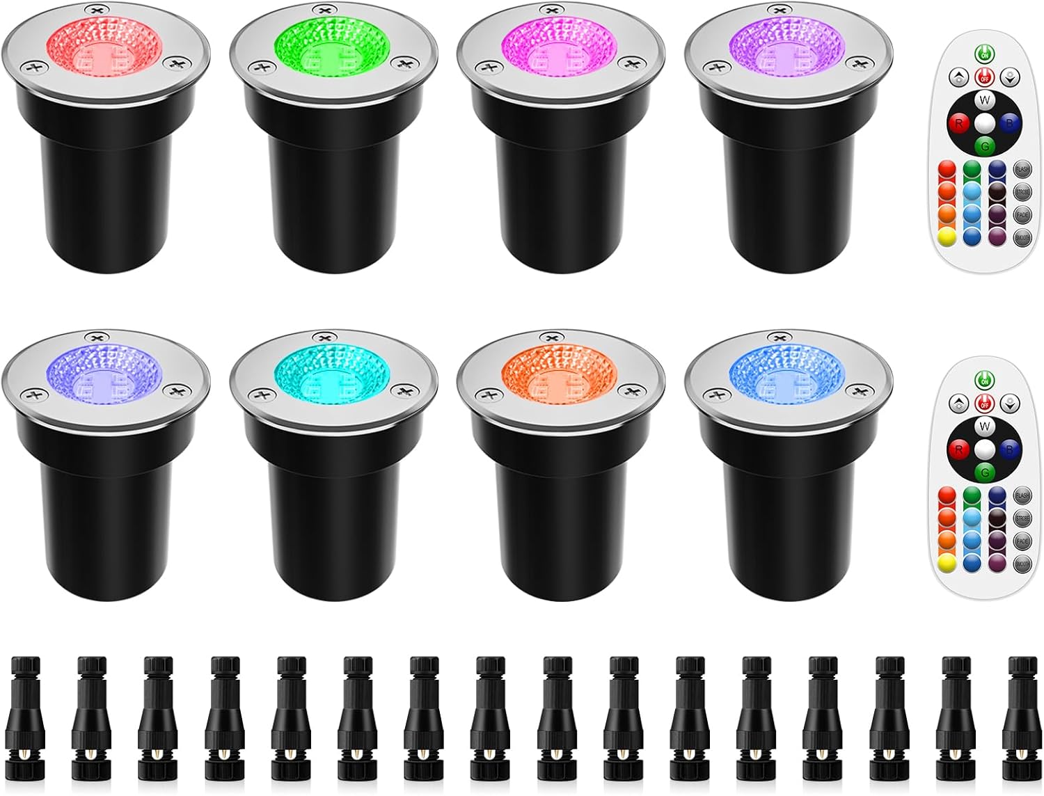 ZUCKEO RGB Low Voltage Landscape Lights LED Color Changing Well Lights, Outdoor In Ground Light Waterproof Accent Spotlights 12-24V Landscape Lighting for Yard Garden Pathway(8Pack with Connectors) ZUCKEO RGB Low Voltage Landscape Lights LED Color Changing Well Lights, Outdoor In Ground Light Waterproof Accent Spotlights 12-24V Landscape Lighting for Yard Garden Pathway(8Pack with Connectors)