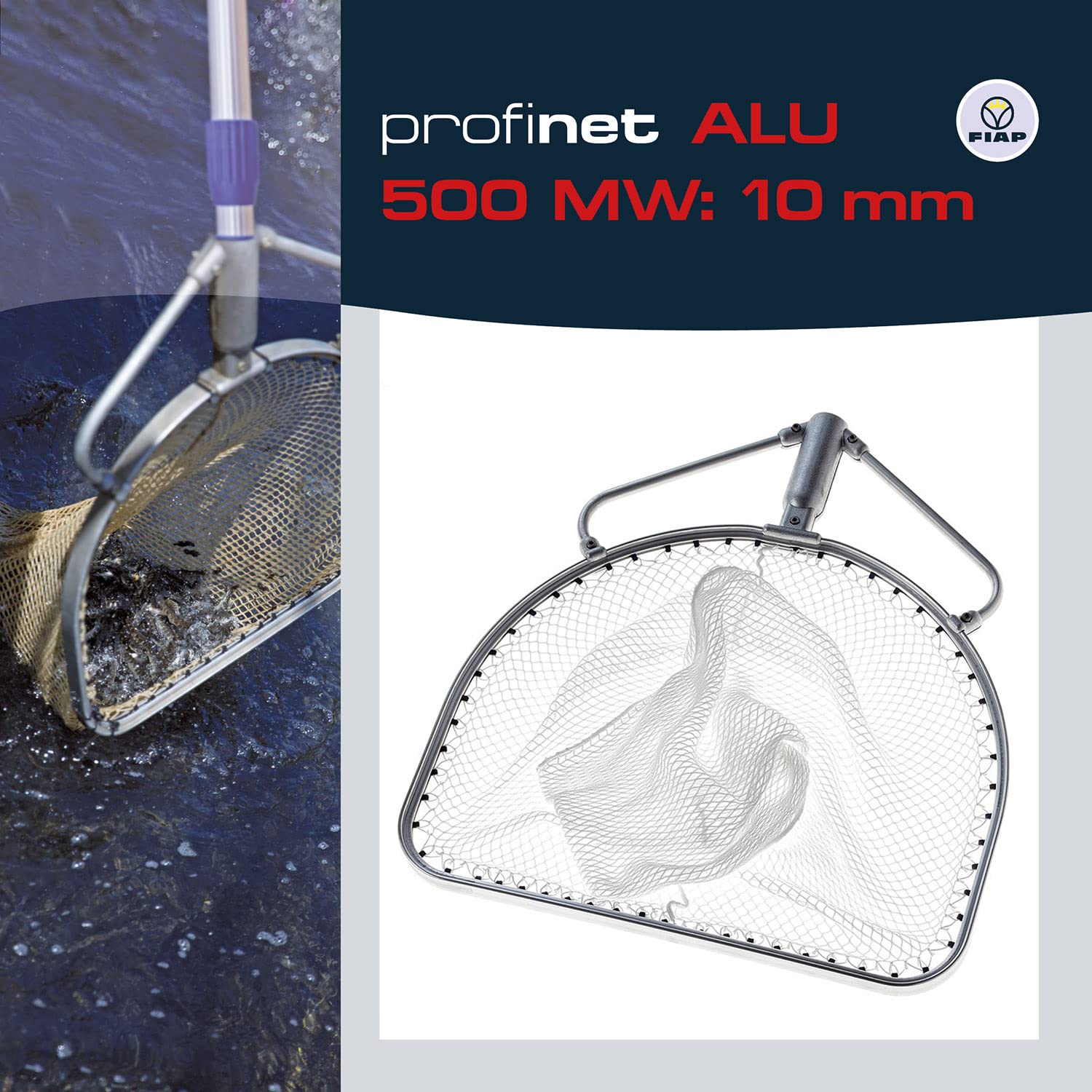 FIAP profinet ALU 500 MW: 10 mm - Maschenweite 10 mm - Profi - Fischkescher - Material Aluminium - Kescher - Teichkescher - Reinigung - Fischzucht - Aquakultur - Teichwirtschaft - ohne Kescherstiel