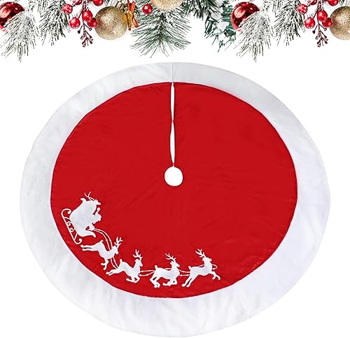 Miniatura 2 de SHENG HONG Falda de árbol de Navidad de 72 pulgadas, faldas de árbol de Navidad para árbol de Navidad, decoración de fiesta de vacaciones,