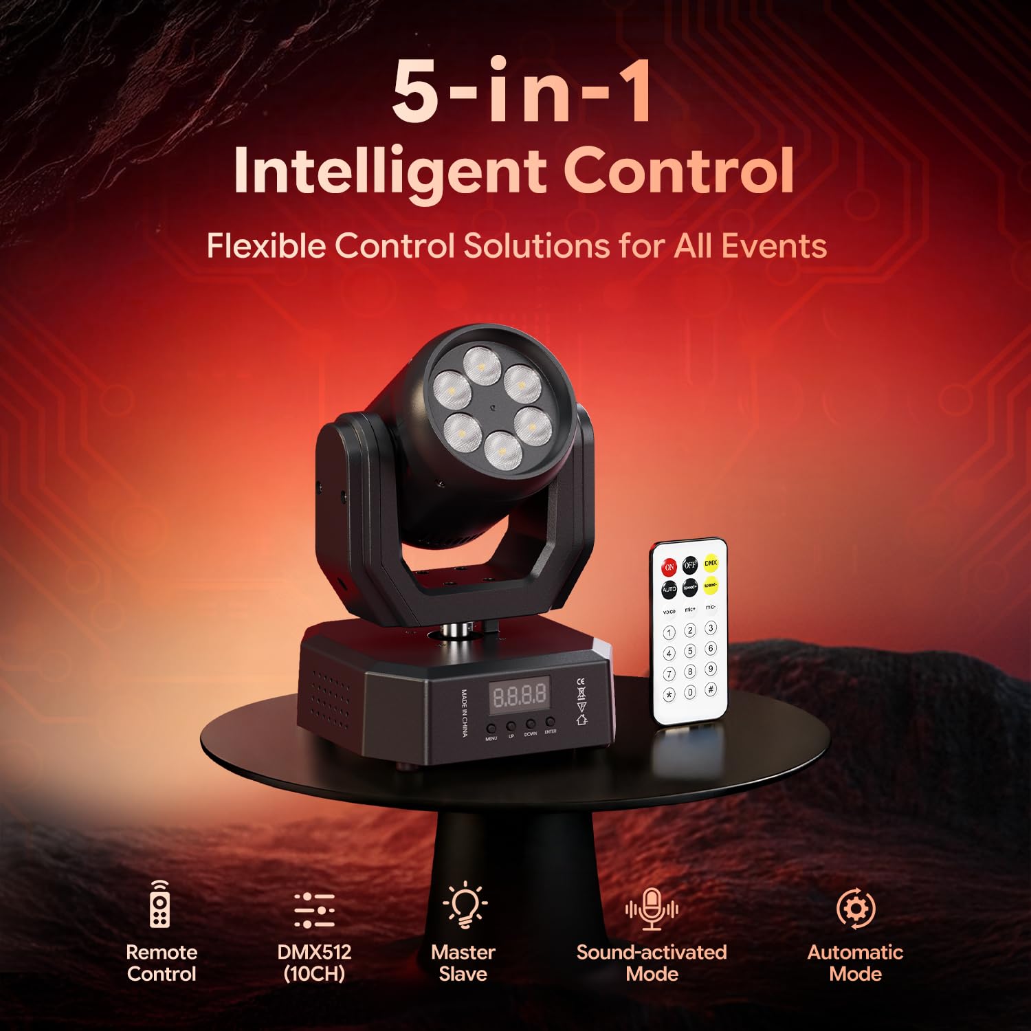 Lira LED Luce Palco Mobile 30W con Telecomando, Wash Gioco di Luce Serata 6 LED RGBW Mini Luce Festa DMX512 Effetto Fascio Controllo del Suono per DJ Discoteca Bar Concerto 2PCS