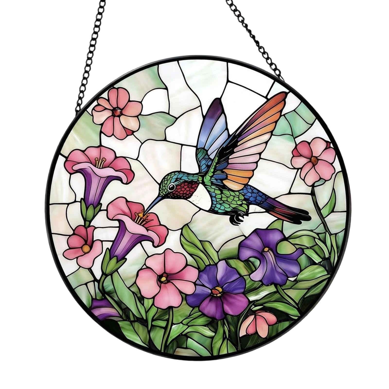 Hand Painted Bird Stained Glass Ornament for Bedroom Living Room Door Patios Windowsill and Home Garden Decoration Sunlight Catcher for Window