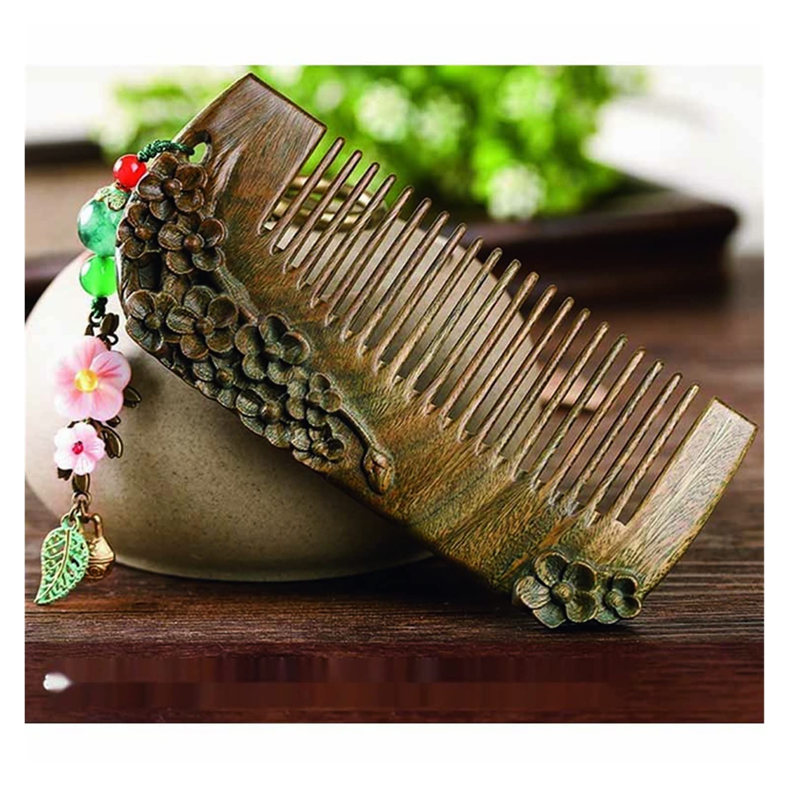 Green Sandelholz Kamm Sandelholz Duft Haarkamm Girls verwenden Klassische Kämme, um Styling -Werkzeuge von Hand herzustellen (Color : As Shown)