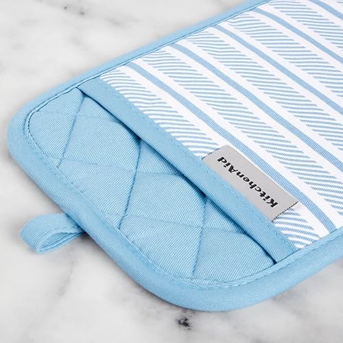 Miniatura 3 de KitchenAid Albany - Juego de 2 soportes para ollas, terciopelo azul, 7 x 10 pulgadas