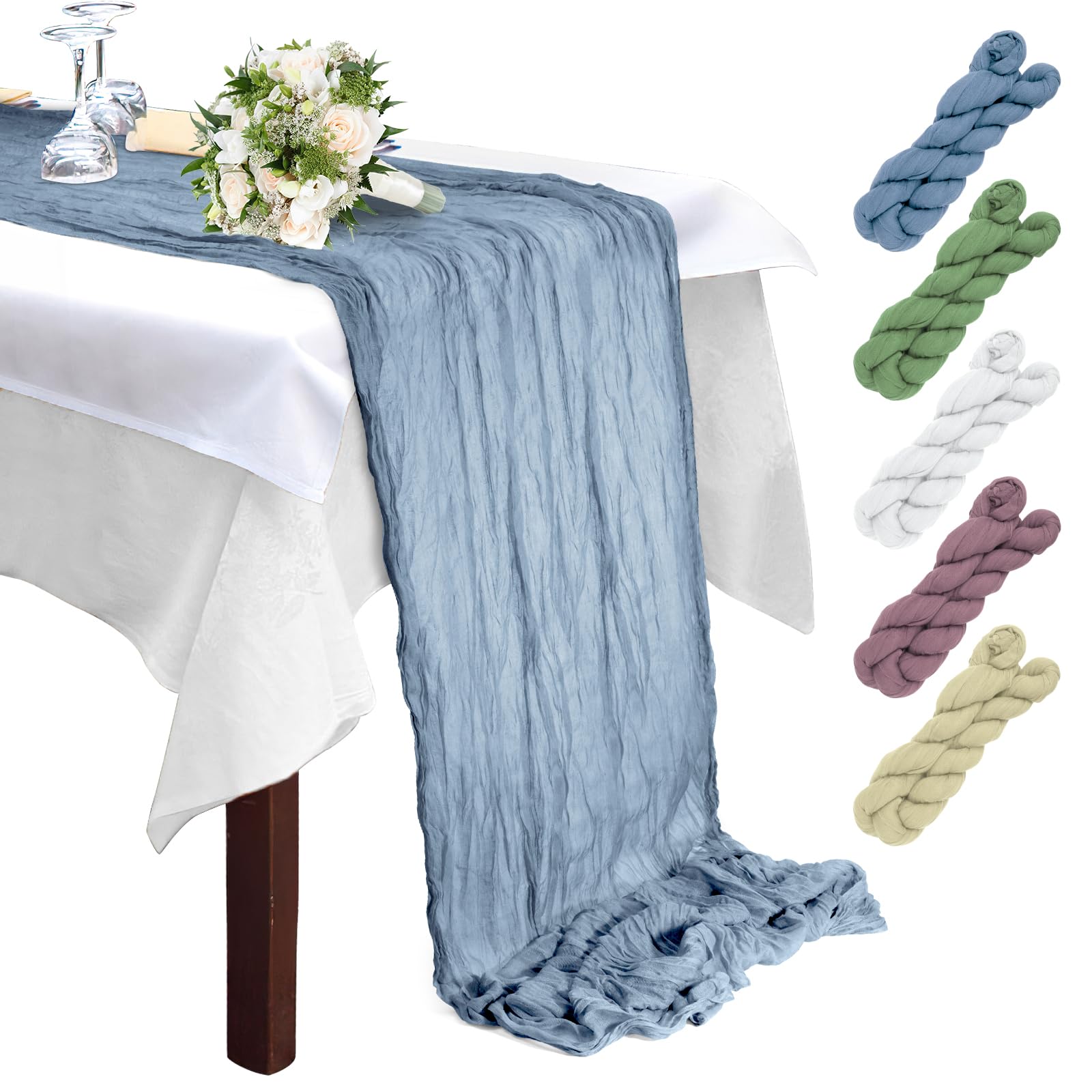 SANLEHAUSE Runner Da Tavola In Lino Bianco Crema Beige 32 X 220 Cm, Runner Da Tavola Di Alta - 3