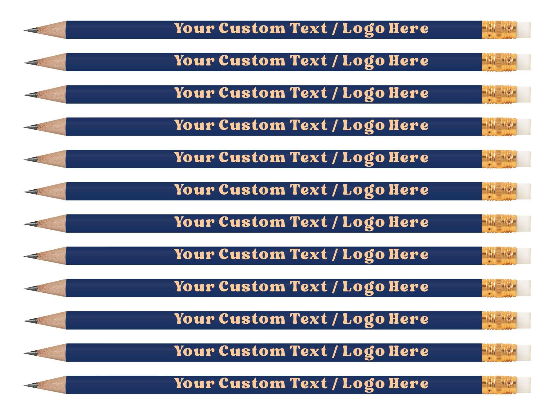 Personalized Pencils - Customized Pencils Imprinted - with Your Text or Logo - Perfect for Offices, Gifts & Events – Custom pencils - Navy - 12 Pack