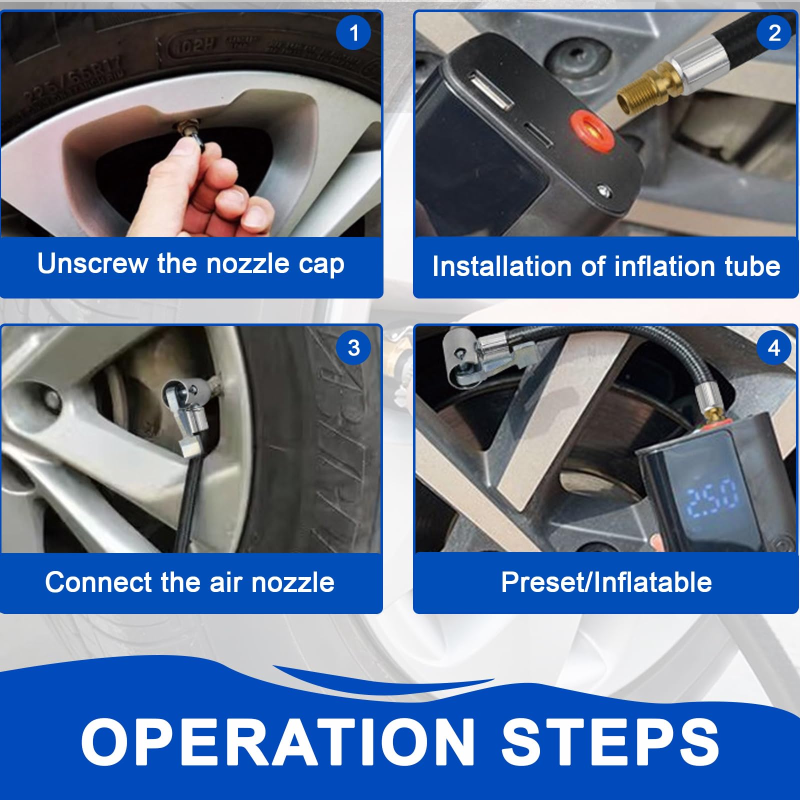 Manguera De Inflador De Neumáticos 20CM, Conjunto de Extensión de Válvula para Neumáticos, Compatible para Motos, Bicicletas, Automóviles y Camiones - 5
