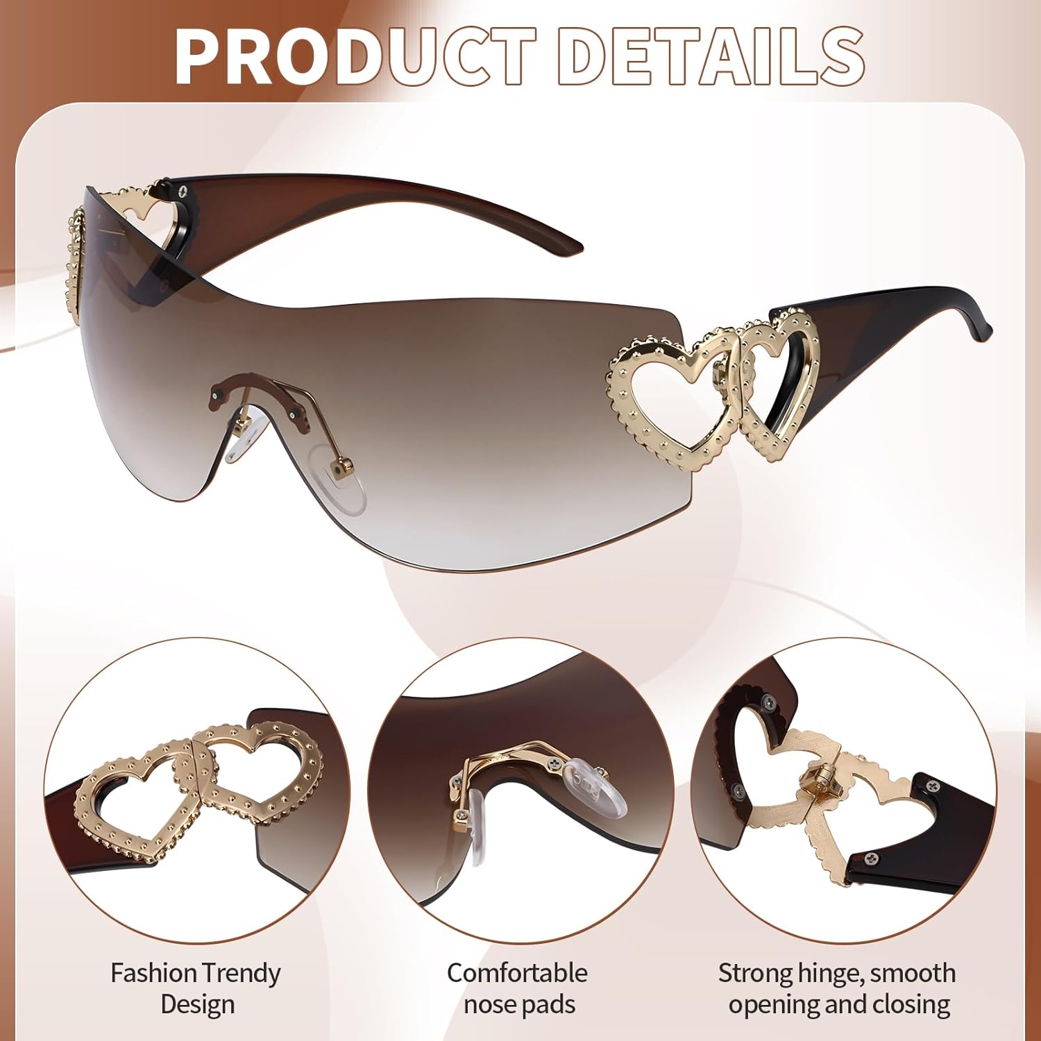 Y2K Sunglasses for Women, Wrap Around Sun Glasses Men Gradient Lens Trendy Retro Eyewear for 90s 2000s Party - Image 2