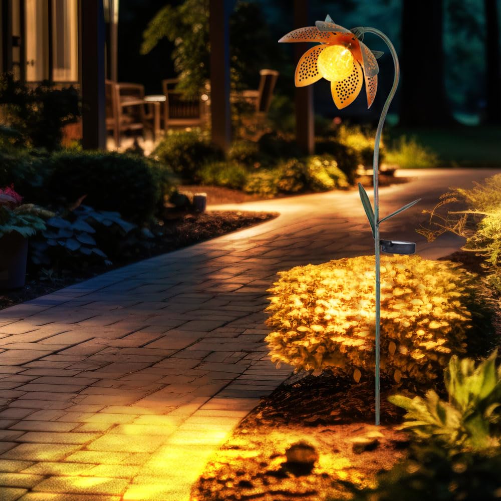 GLOBO Solardeko LED Lotusblüte Erdspieß Gartenlampe Außenleuchte Solarlampe Blume Lotosblüte, Metall mehrfarbig, Kugel Bruchglas Optik, 2er Set