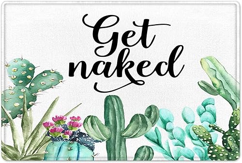 Vista 27 de LB Get Naked - Juego de cortinas de ducha de cactus con citas divertidas, plantas tropicales suculentas, verdes, acuarela, flores de cactus