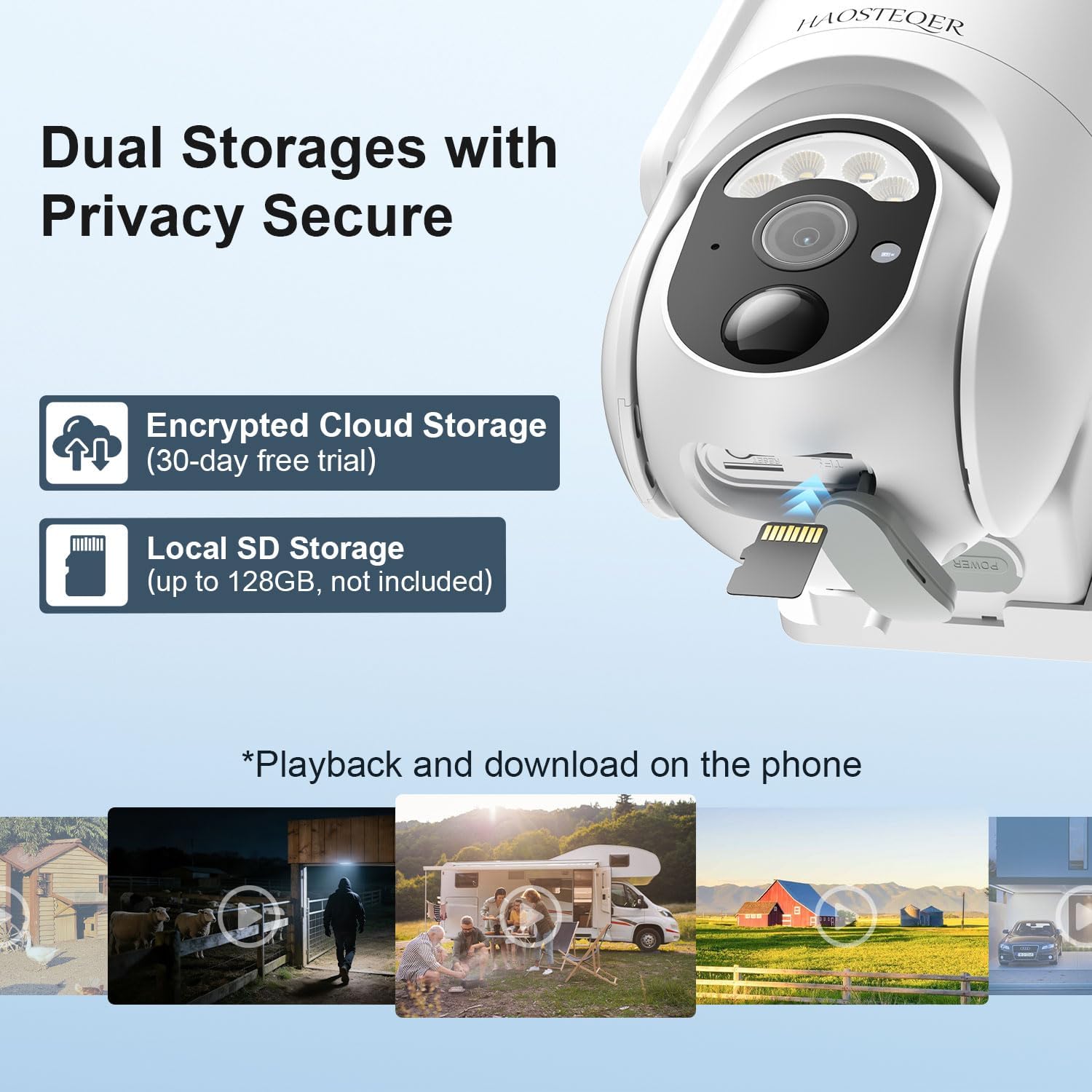 4G LTE Cellular Solar Security Camera Wireless Outdoor, No WiFi Security Camera Solar Powered, 360° Live View, 2K Color Night Vision, AI Detection, 2-Way Audio, Phone Notification, Built-in SIM Card