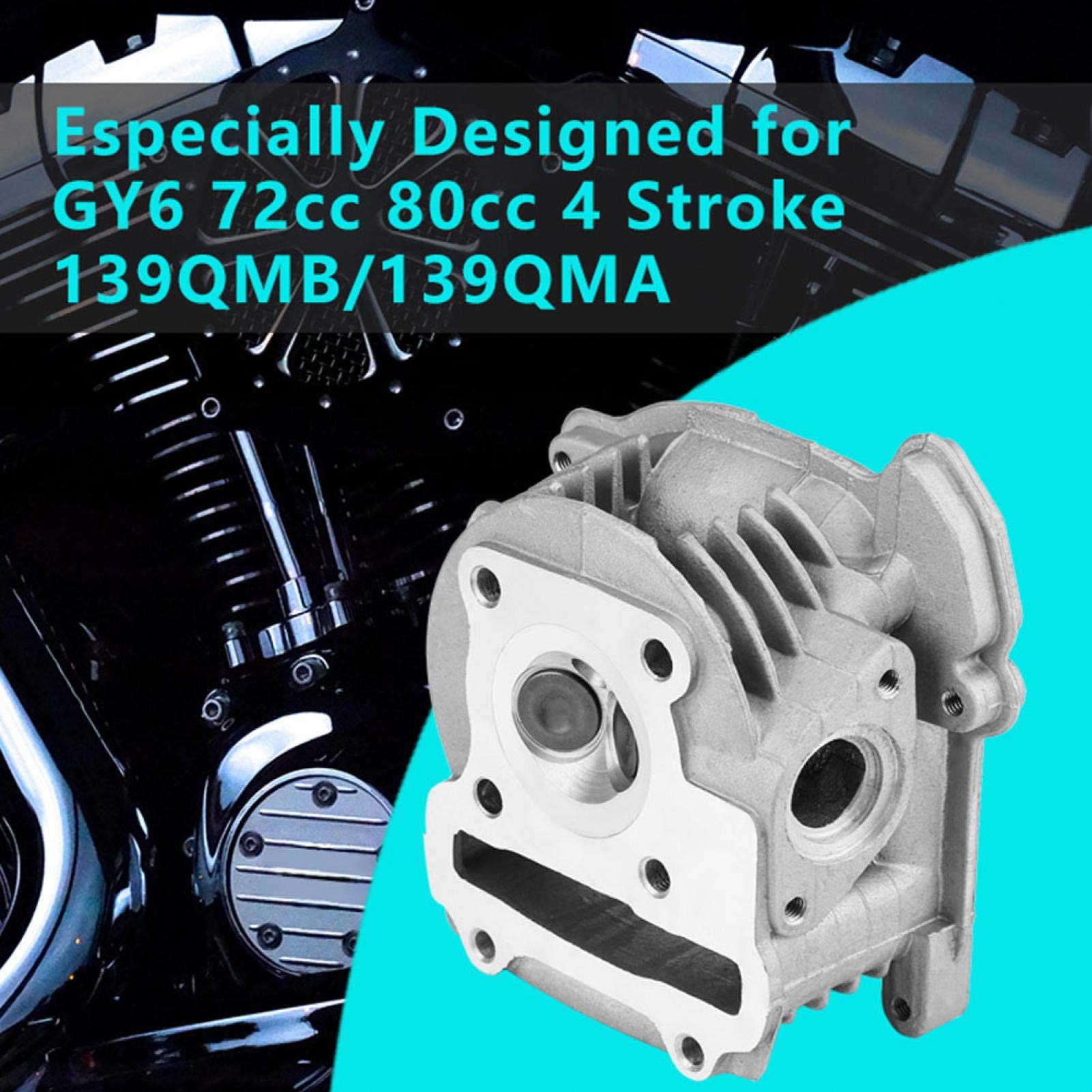 Motorzylinderkopf, Motorzylinderkopfbaugruppe, 47mm Fit für Gy6 72cc 80cc 4 Takt 139Qmb/139Qma