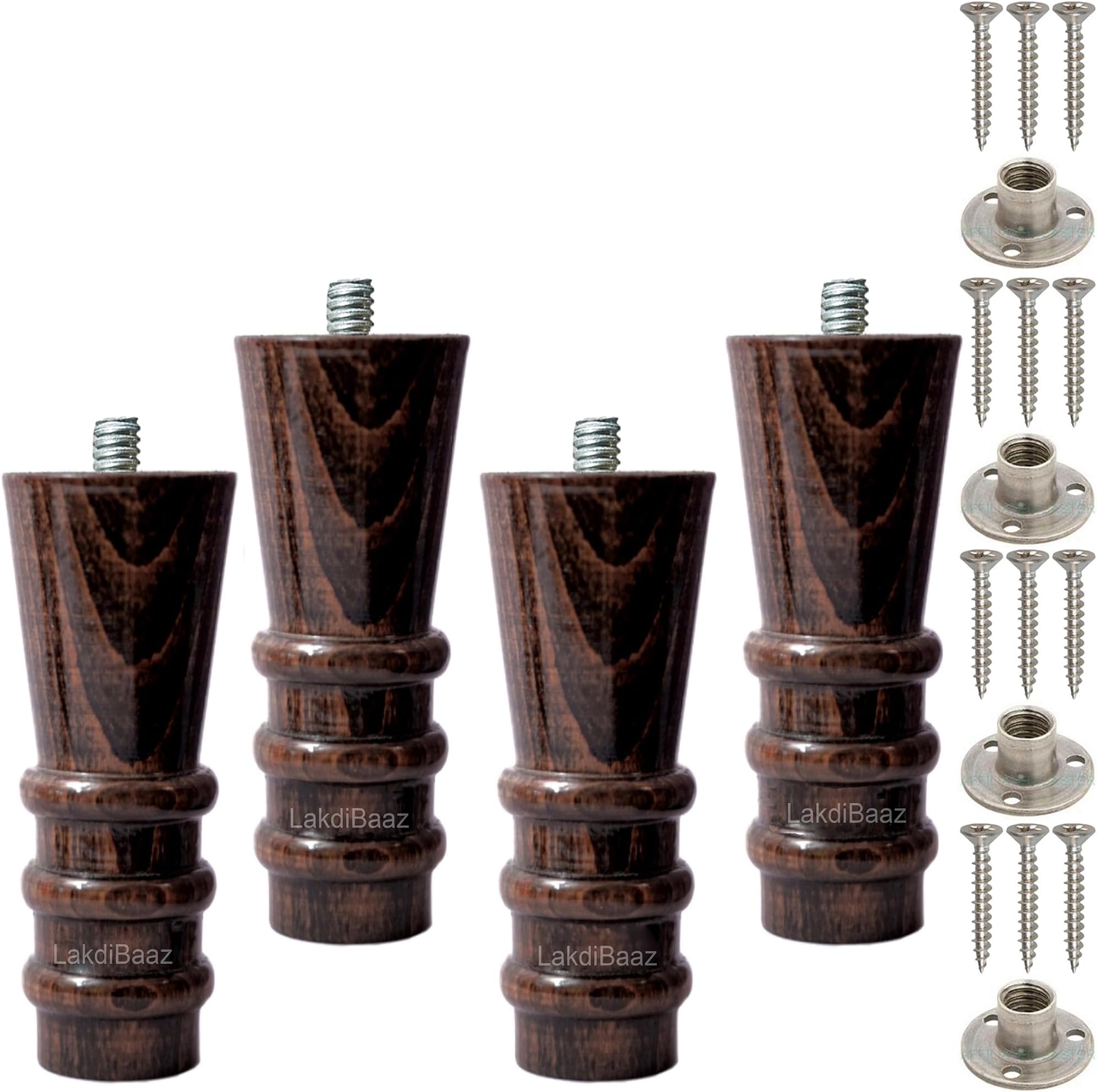 Luxury Wooden Sofa Leg Furniture Sofa Chair Legs Walnut - 6 Inch - 4Pcs (SF3W)