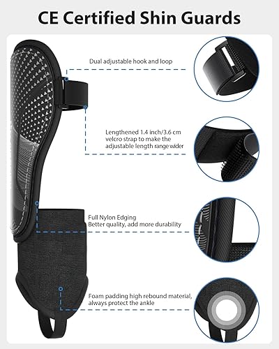 Miniatura 3 de Espinilleras de fútbol mejoradas para niños, jóvenes y adultos, con certificación CE, equipo de protección para niños y niñas, juego de fútbol,