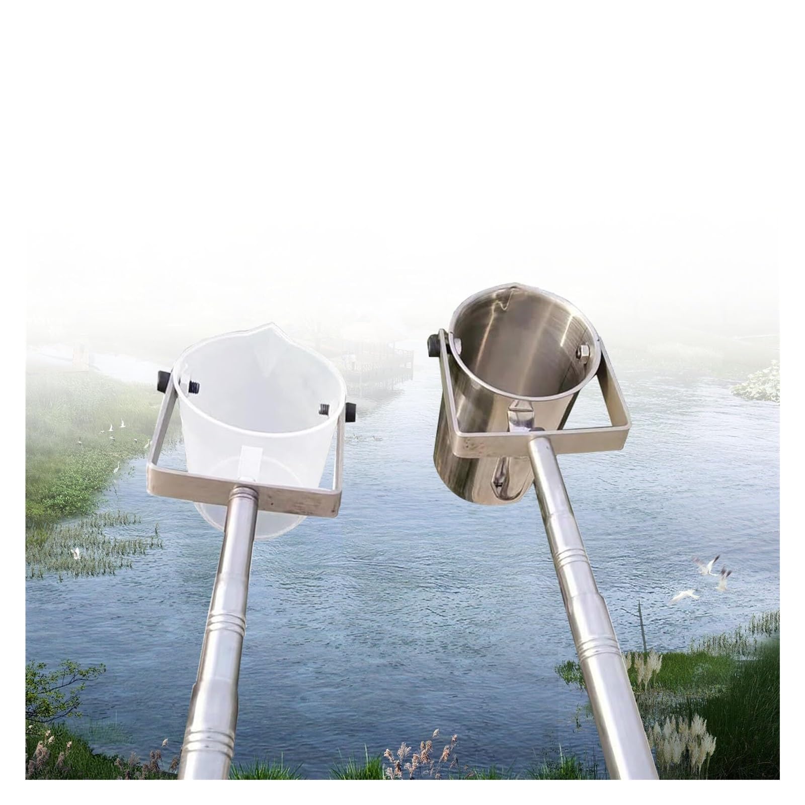 Campionatore d'acqua telescopico, 1000 ml, asta estensibile da 1,2 m a 4,9 m, in acciaio inox, per laghi, fiumi, stagni, raccolta dell'acqua, test ambientali