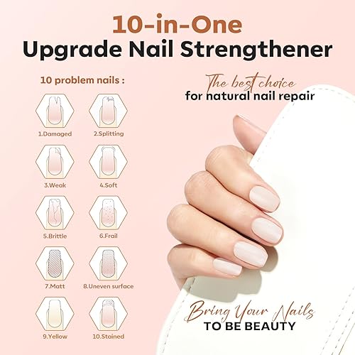 Miniatura 2 de modelones Fortalecedor de uñas, esmalte de uñas blanco lechoso natural, base corrector de uñas de secado al aire, esmalte de crecimiento de uñas