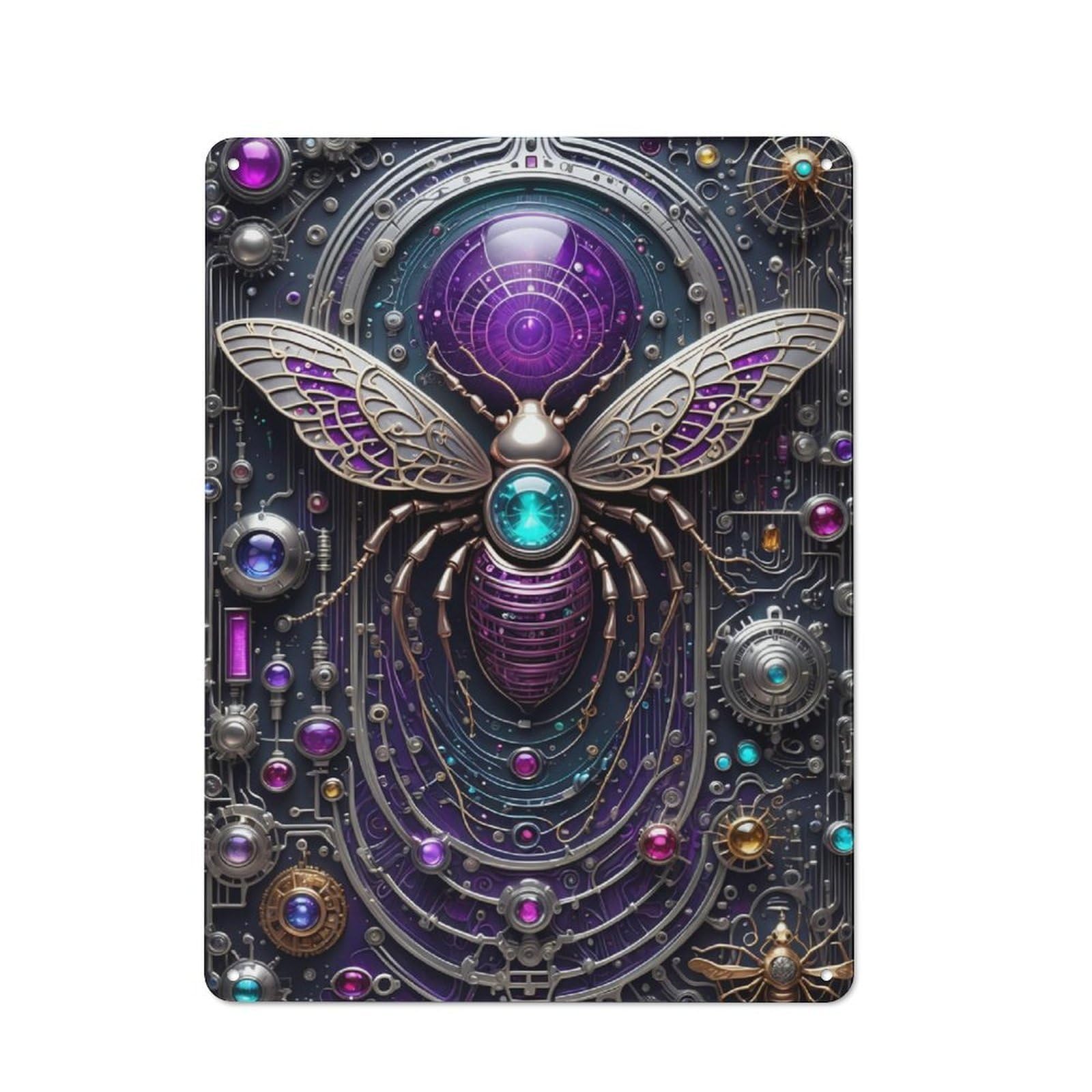 Junmoney Galactic Bee Chronicles Metal Plaque 40X30cm With For Garage Wall, Retro Decor, Housewarming Present For People Styling Garage