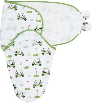 LollyBanks Swaddle Sack 0-3 Months, 100% Soft and Breathable Organic Cotton Neutral Baby Swaddles, Lightweight Infant Swaddle with Easy Change Zipper for Boys and Girls, Registry Golf Print