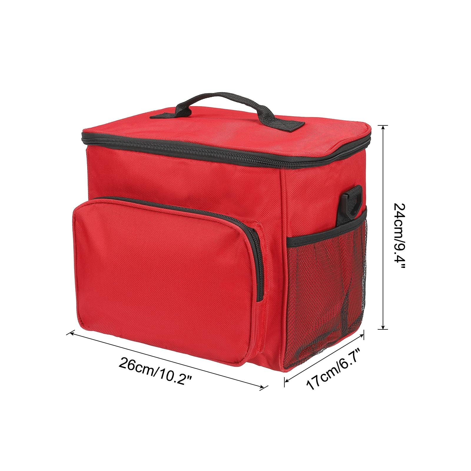 Boîte à déjeuner pour femmes/hommes, sac à déjeuner isotherme, sac fourre-tout thermique, récipient à déjeuner réutilisable 9,4 x 6,7 x 10,2 pouces pour le travail, pique-nique en plein air, rouge