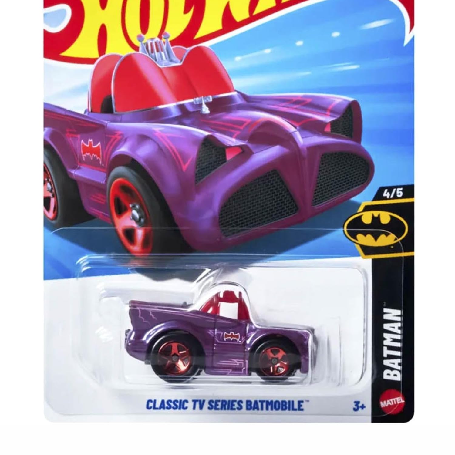 HW 1:64 Licensed Diecast Toy Car | Metal Scale Model for Kids & Collectors | Miniature Car | HW Classic TV Series Batmobile-image-9