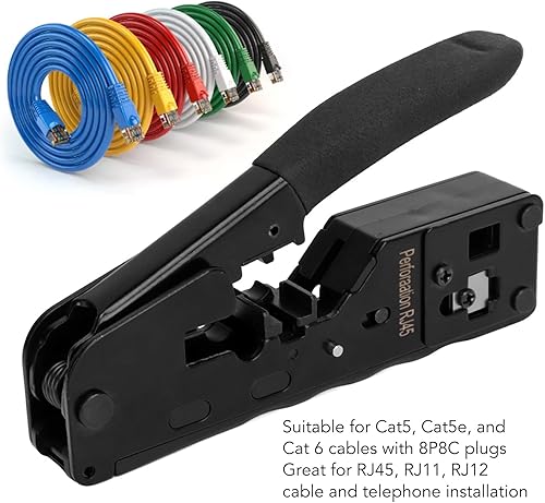 Miniatura 4 de Herramienta de crimpado Ethernet Crimpadora Pasa a través de Ethernet Crimper para RJ11 RJ12 Cat5 Cat6 Cat7