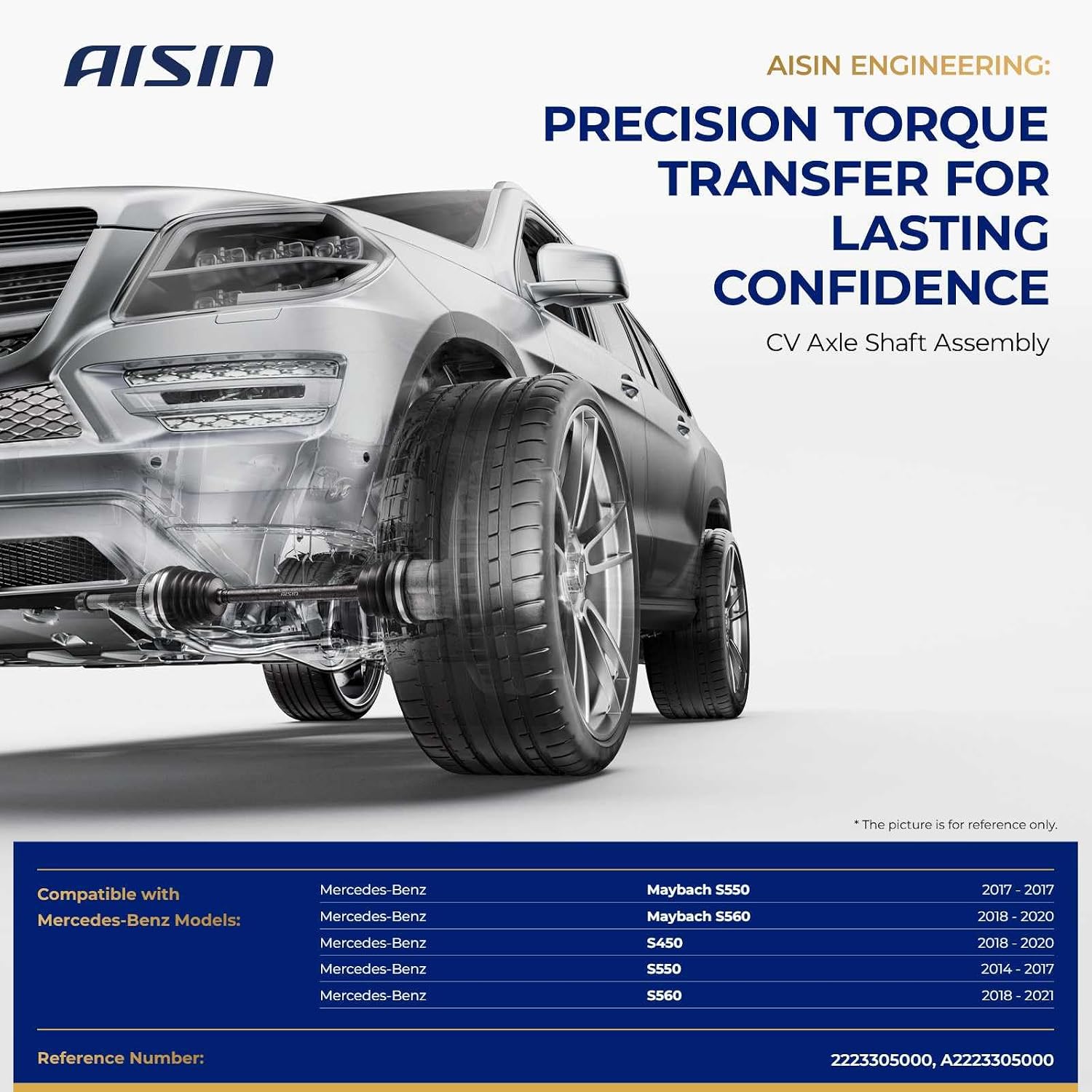 AISIN AFTERMARKET CVAMB-01530 Front Driver CV Axle Shaft Assembly - Compatible with Mercedes-Benz S450 2018-2020, S550 2014-2017, S560 2018-2021, Maybach S550 2017, Maybach S560 2018-2020