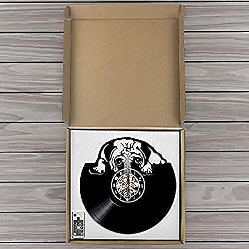Miniatura 3 de Reloj de pared con diseño de perro pug de vinilo para habitación de niños decoración de perrito reloj colgante de pared casa de mascotas decoración