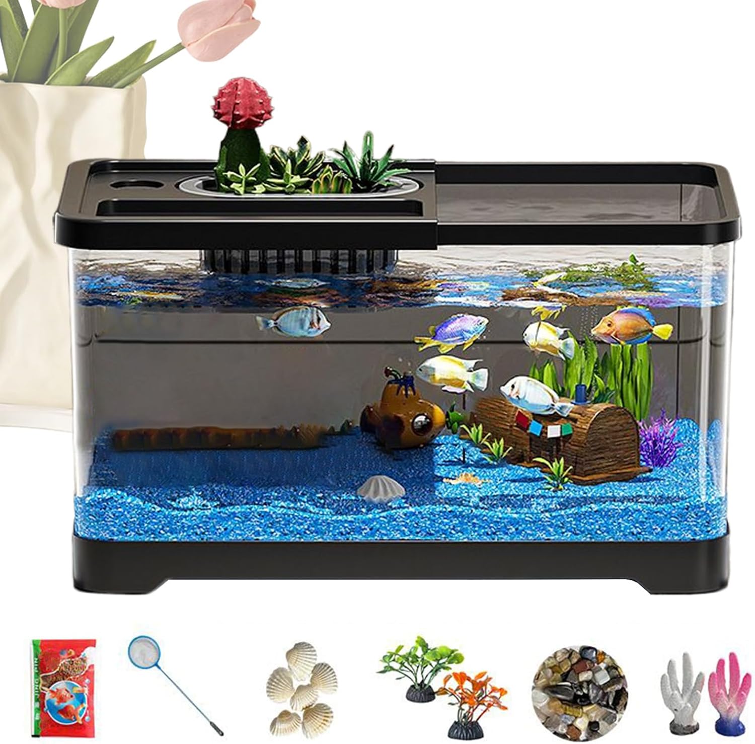 Aquarium Starter Kit - Landscape Set Fish Tank, Bright Underwater Views ...