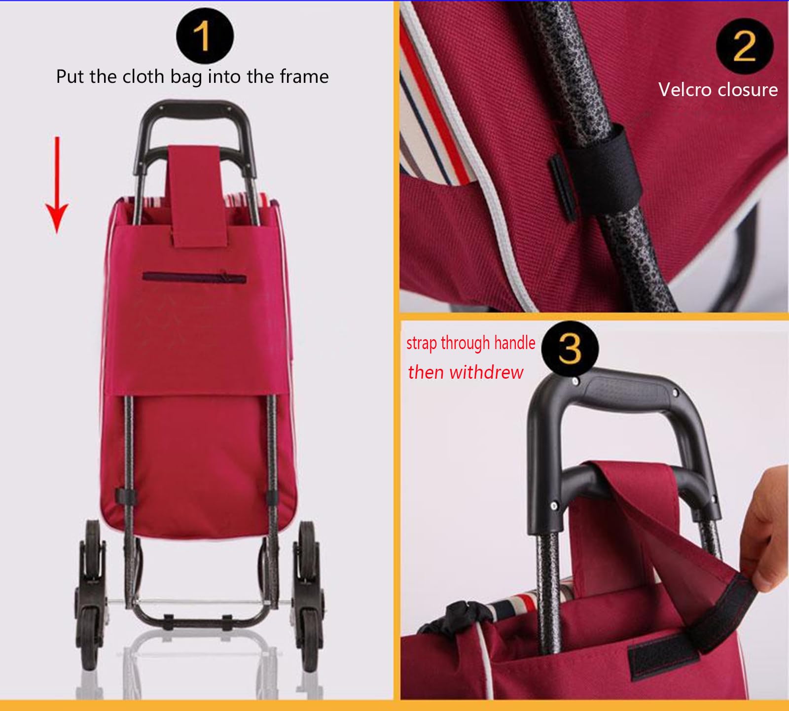 Borsa Sostitutiva Per Carrello Della Spesa 80L – In Tessuto Oxford Impermeabile, Pieghevole, Con Tasche Laterali, Nera