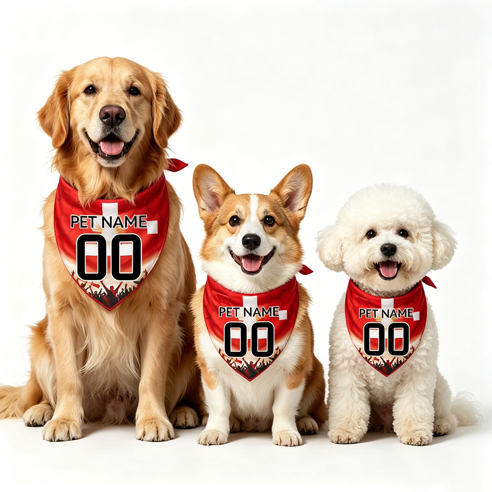Personalised Dog Bandana with Name Number, Custom Dogs Bandana Football Dog Bandanas for Large Medium Small Dogs Puppy Cat Pet Scarf Birthday Present