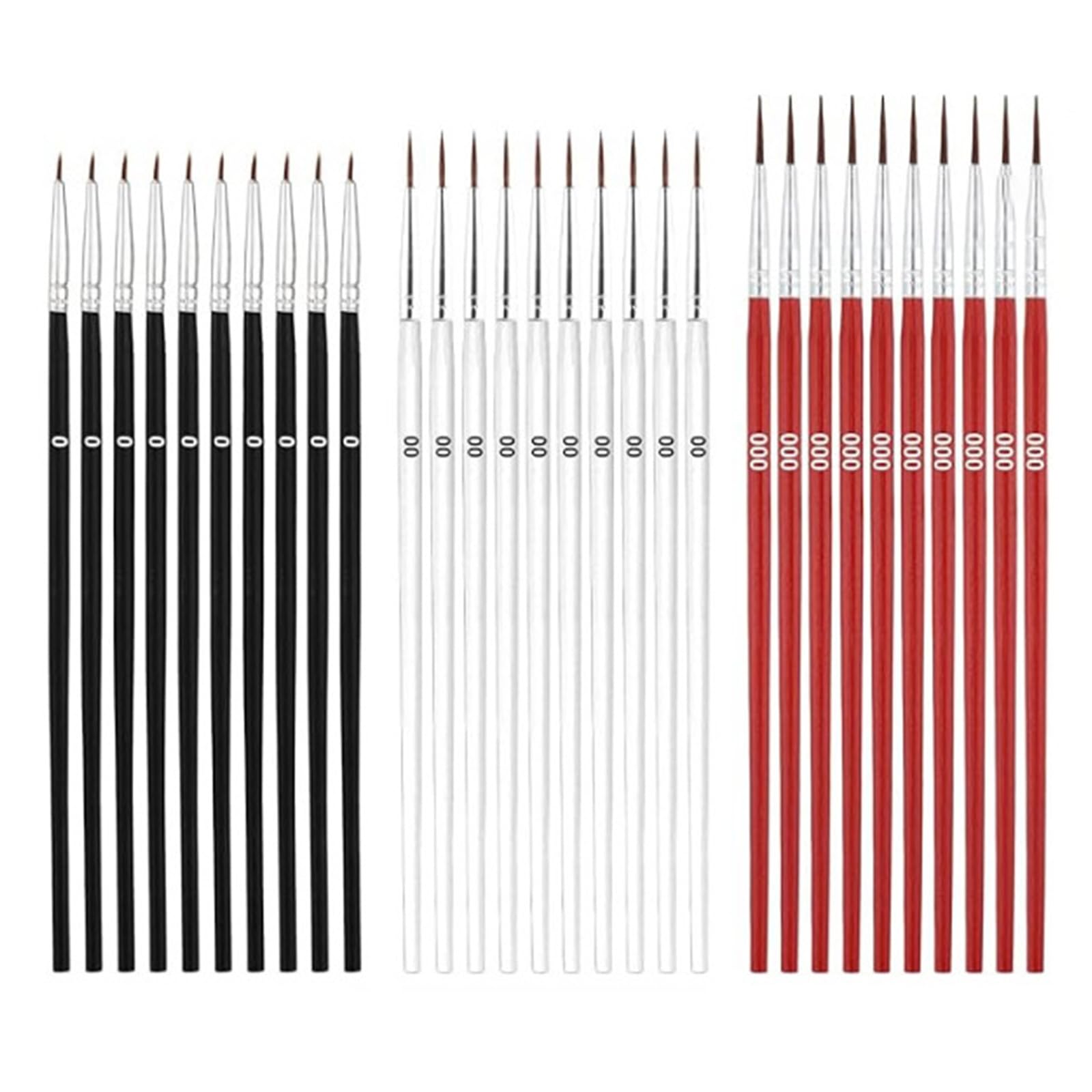 30x / Set Fine Paint Brushes with 3 Size #0# 00# 000 Tiny Detail Painting Brushes Small Liner Tip Paint Brush for Painting