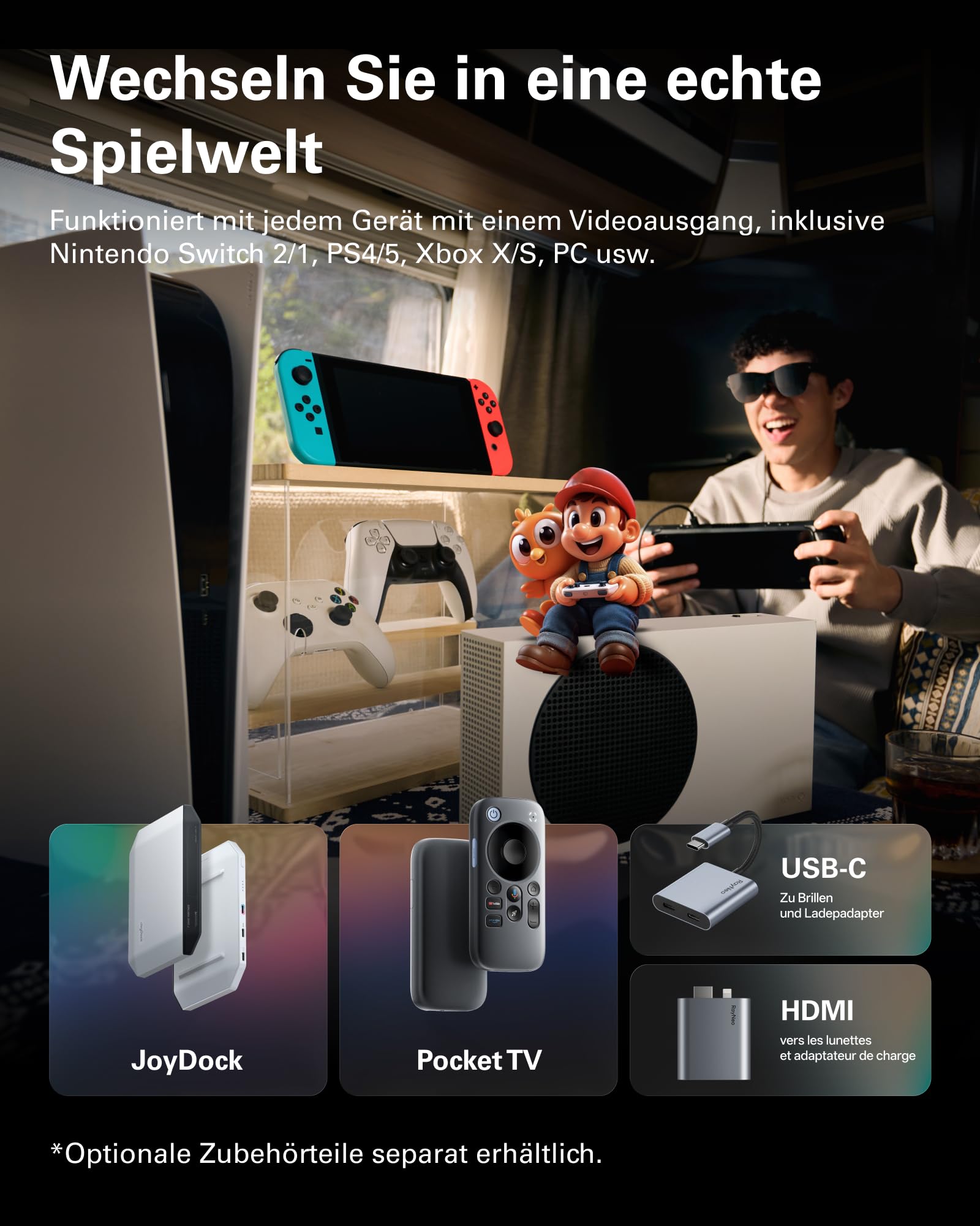 [Neu] RayNeo Air 3s Pro AR/XR-Brille - 201'' 1200 Nits 120Hz HueView 2.0 Videodisplay, Smarte Gaming-Brille für iPhone 17,16,15/Android/Mac 2/PS5/SteamDeck - Next-Gen Persönliches Kino