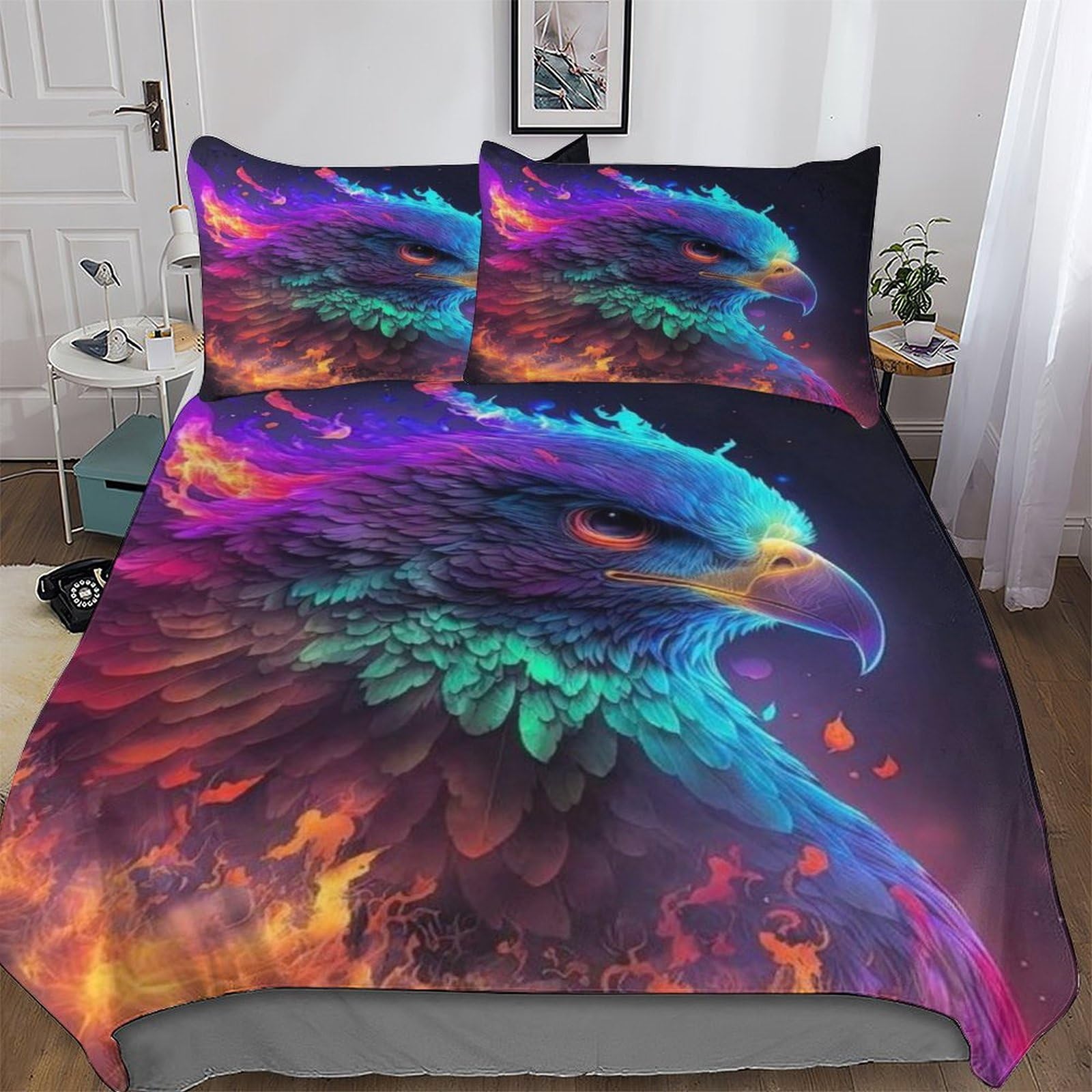 Ensemble housse de couette microfibre hypoallergique Aigle douce parure de lit ados et adultes