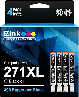 E-Z Ink (TM Compatible Ink Cartridge Replacement for Canon CLI-271XL CLI-271 XL CLI271XL 271XL 271 to use with MG5720 MG5722 MG6820 MG6821 MG6822 MG7720 TS6020 TS9020 TS8020 Printer (4 Black)
